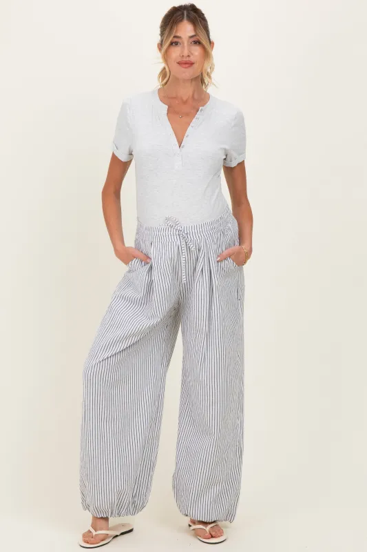 Black Striped Balloon Maternity Pants made by Klesis