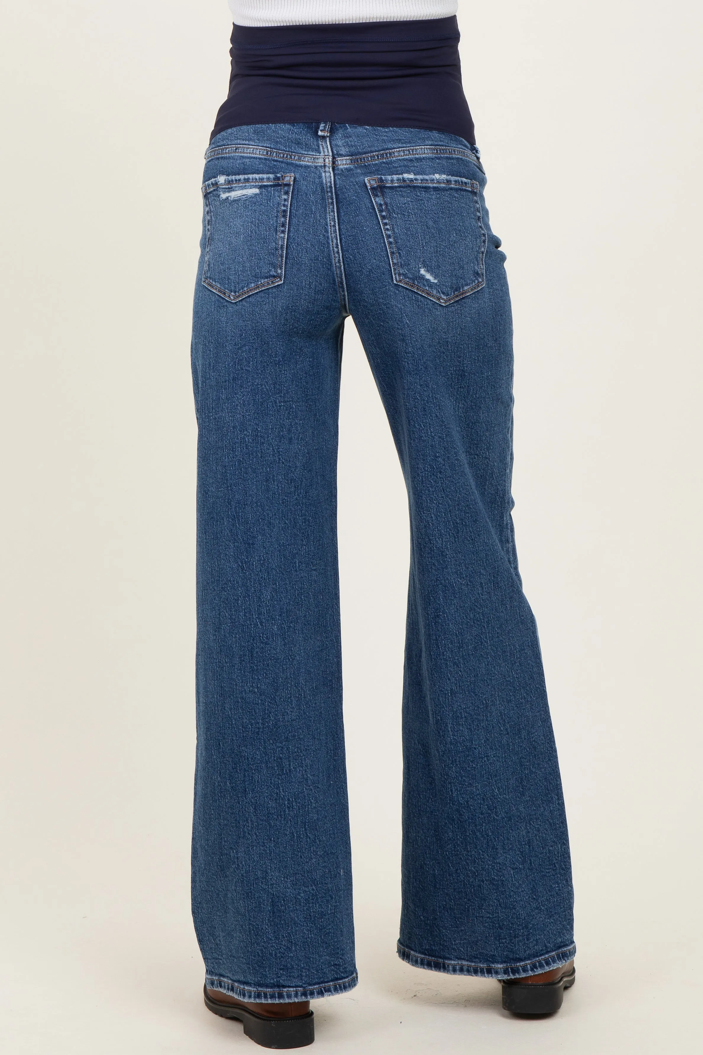 Navy Vintage Wash Wide Leg Maternity Jeans sold by Pinkblush product image thumbnail 4
