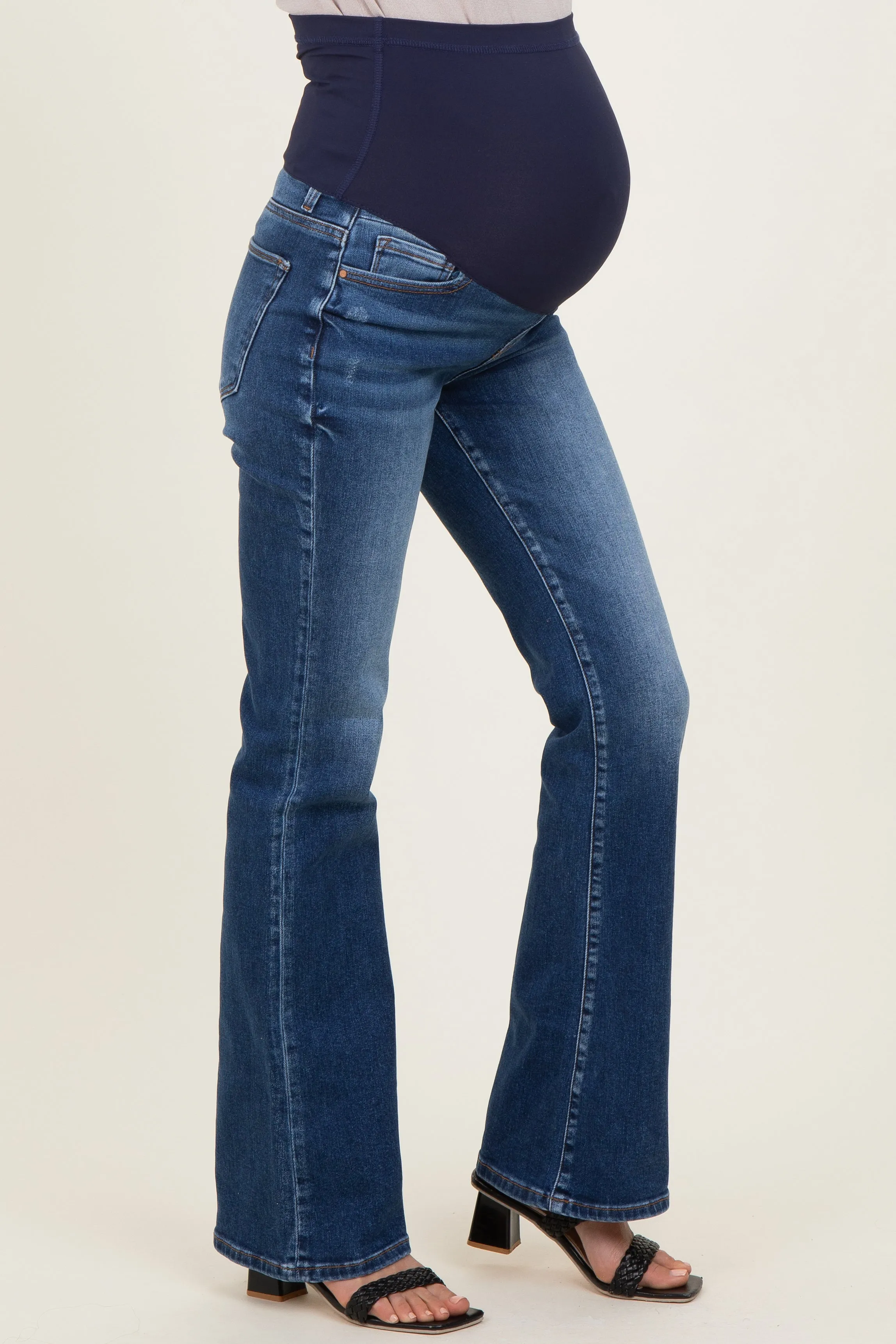 Navy Classic Wash Bootcut Maternity Jeans sold by Pinkblush product image thumbnail 3