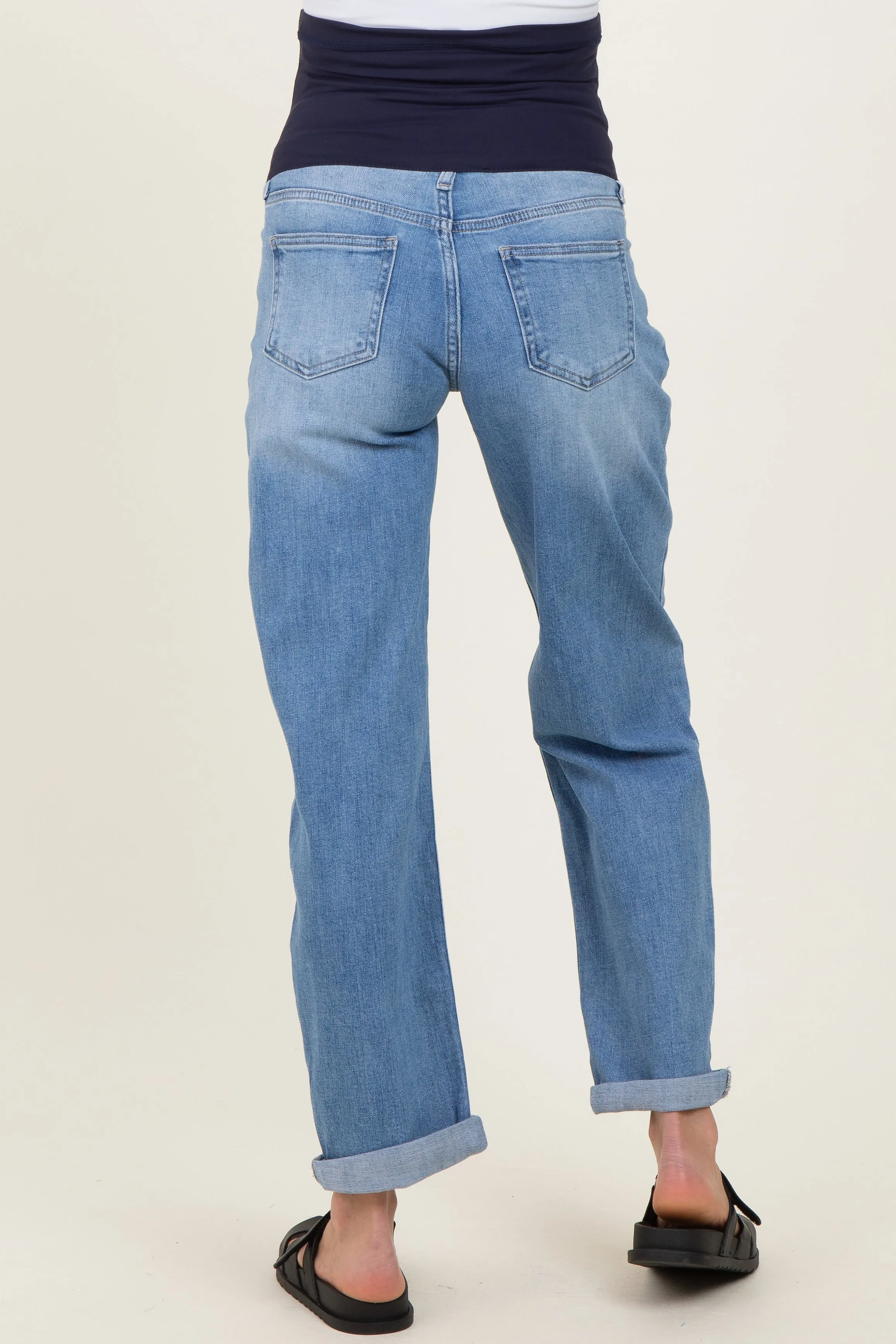 Light Denim Slim Stretch Barrel Cuff Maternity Jeans sold by Pinkblush product image thumbnail 4