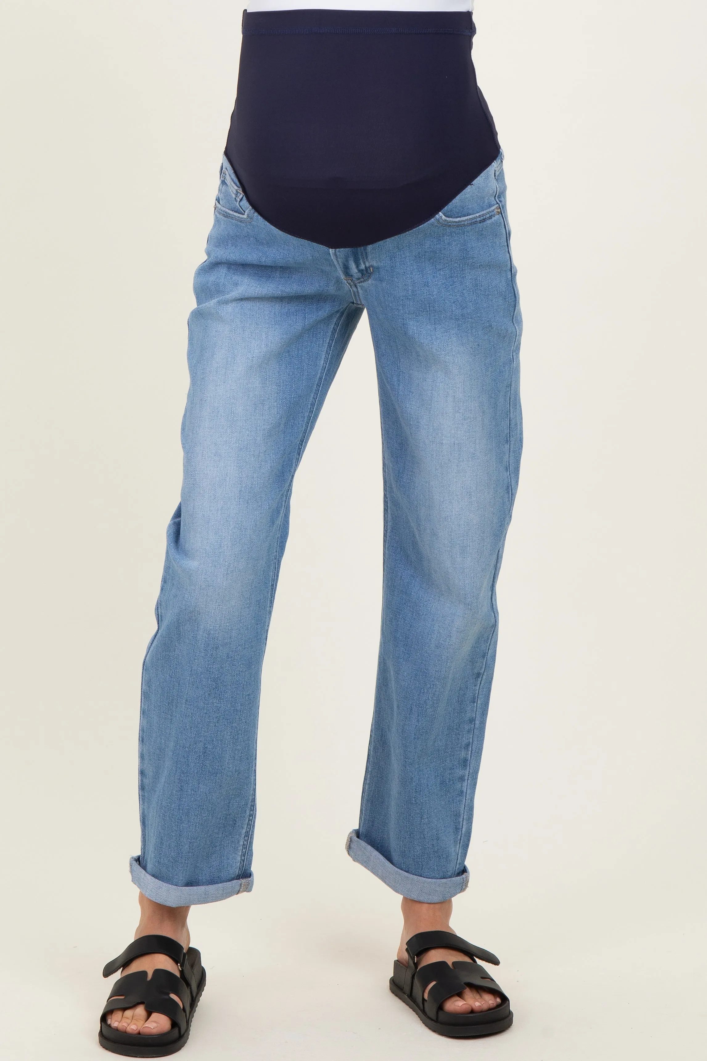 Light Denim Slim Stretch Barrel Cuff Maternity Jeans sold by Pinkblush product image thumbnail 2