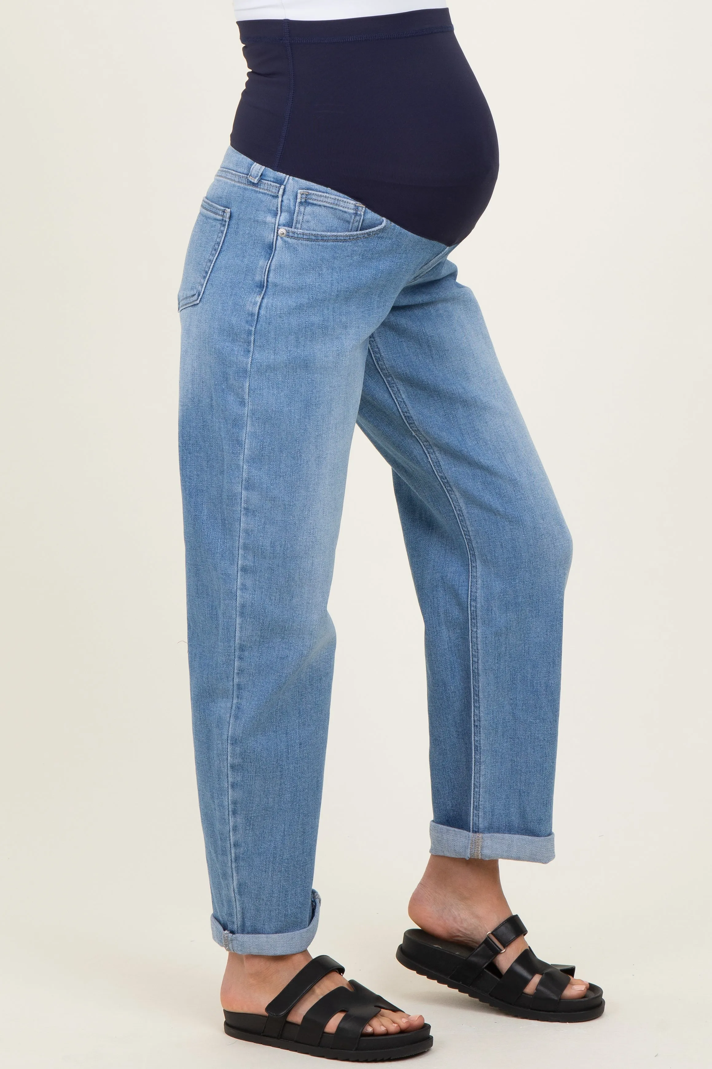 Light Denim Slim Stretch Barrel Cuff Maternity Jeans sold by Pinkblush product image thumbnail 3