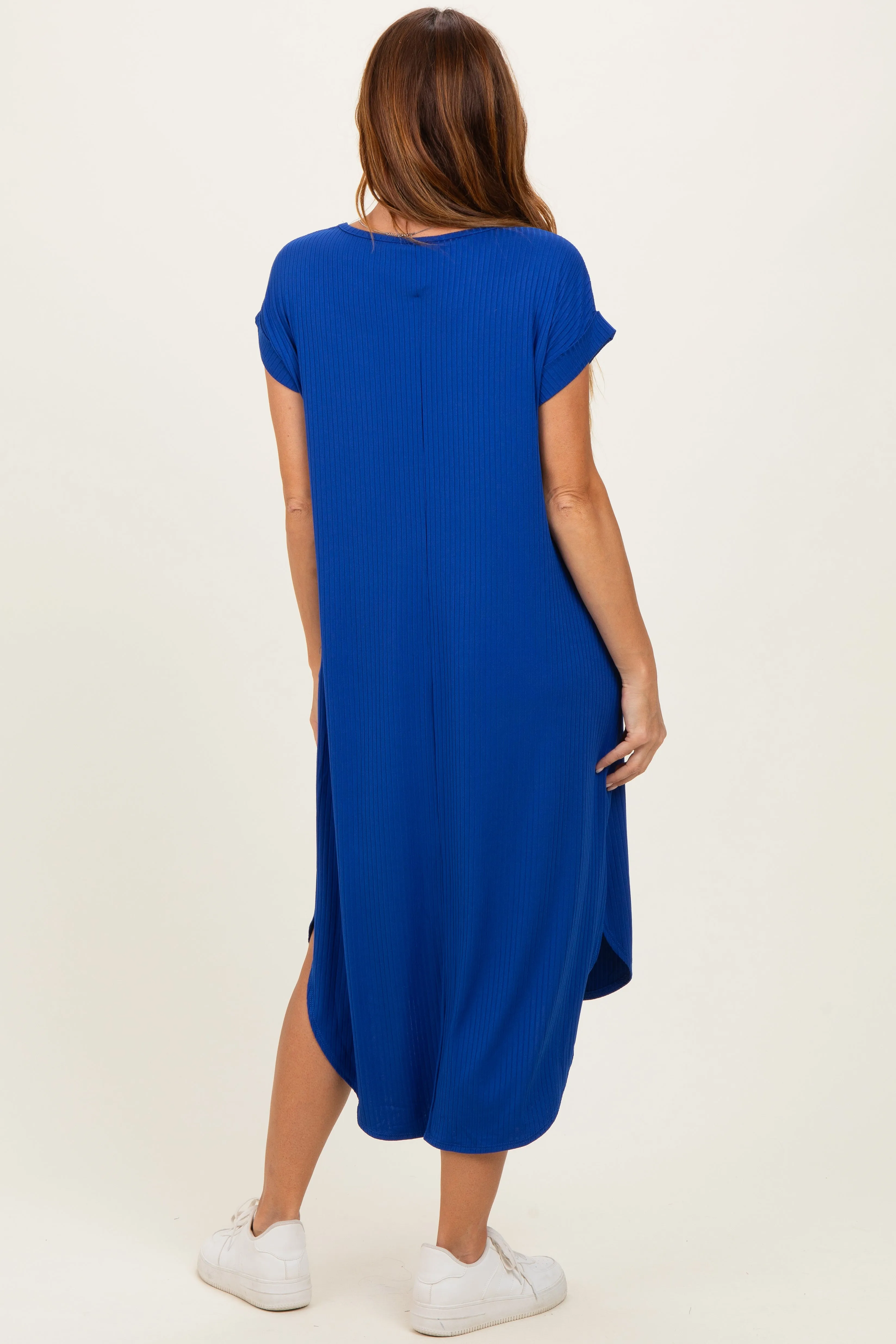 Royal Ribbed Curved Hem Midi Dress sold by Pinkblush product image thumbnail 3