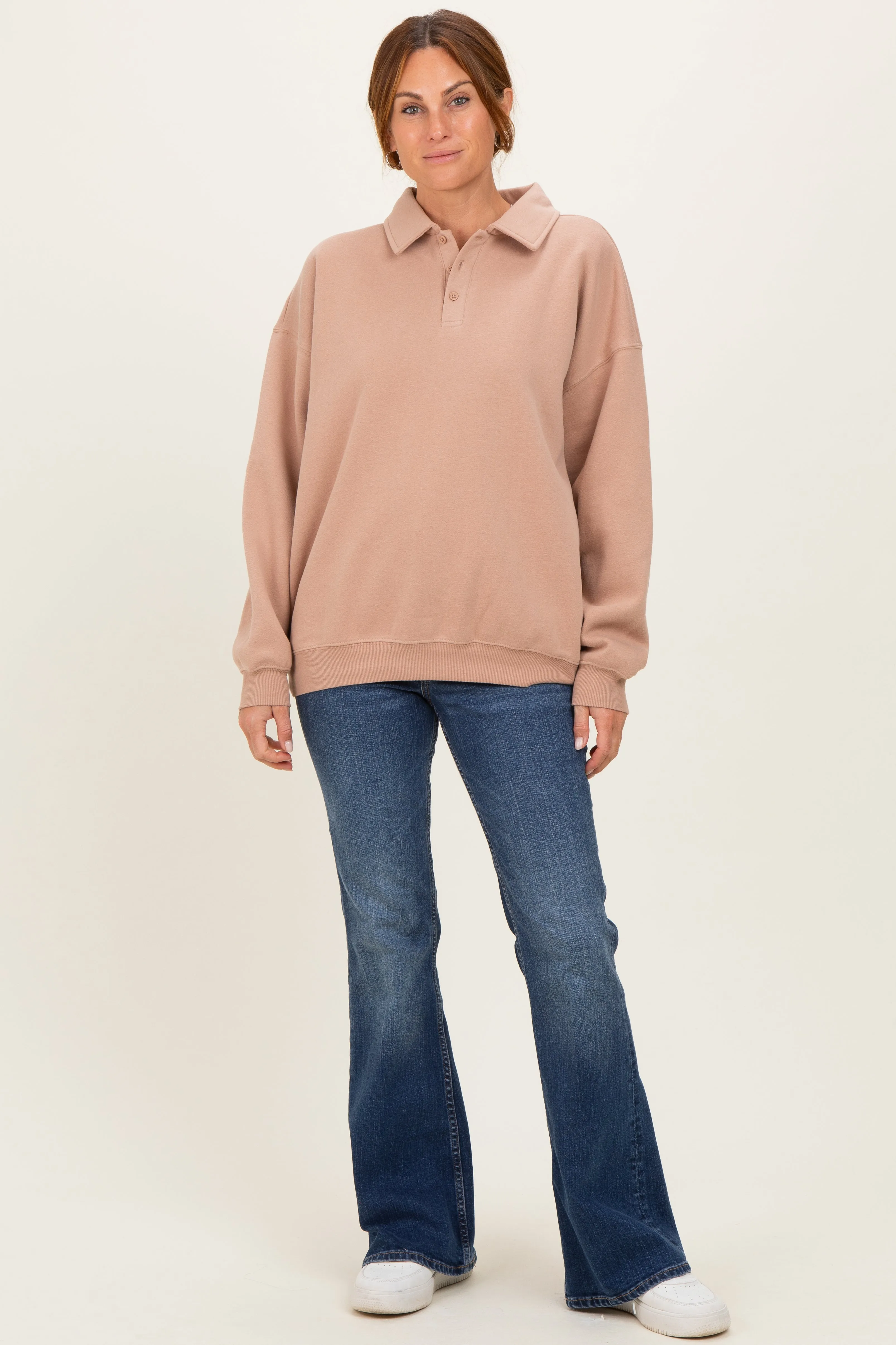 Camel Oversized Polo Pullover sold by Pinkblush product image thumbnail 2