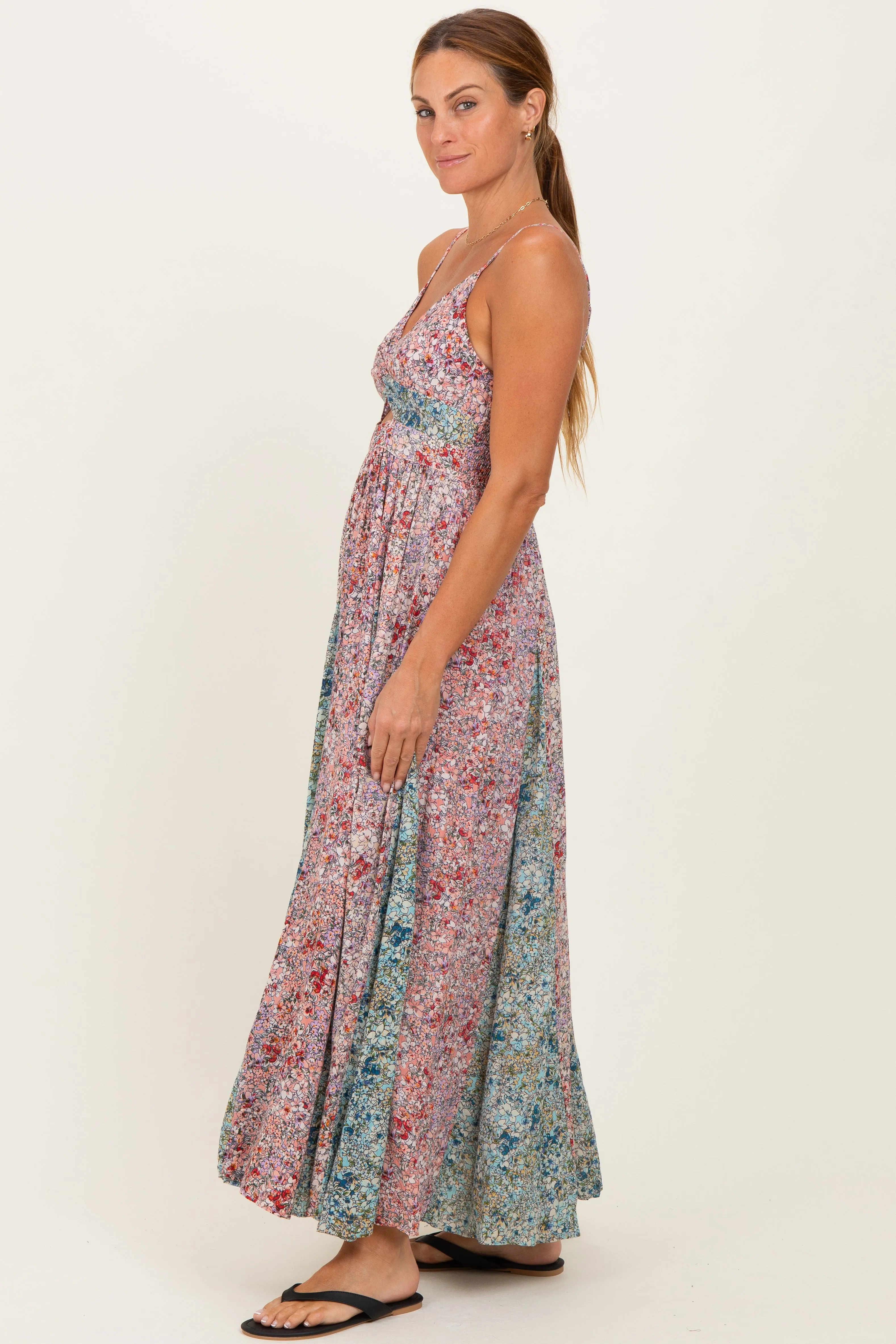Multi V Neck Twist Front Cut Out Maxi Dress sold by Pinkblush product image thumbnail 2
