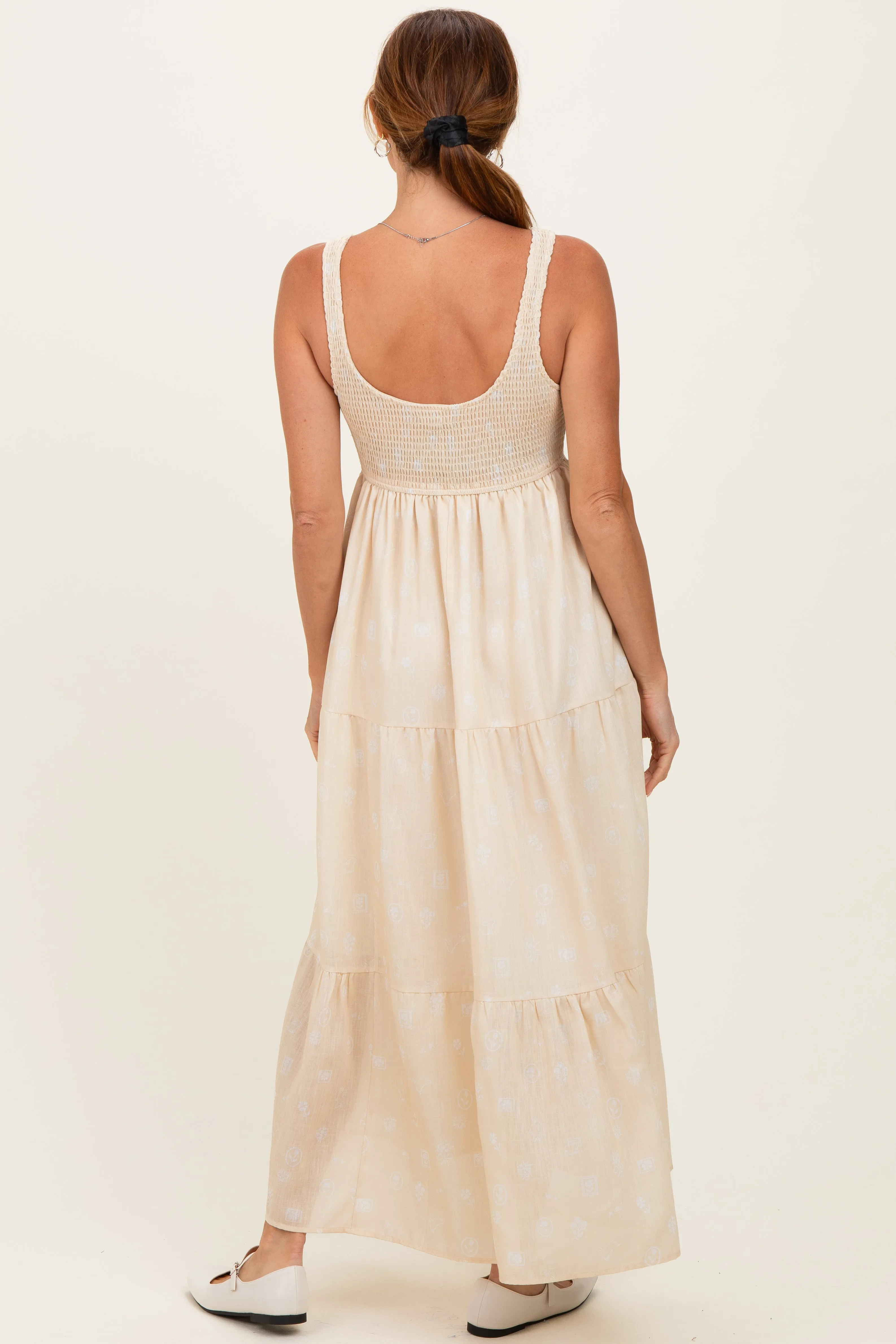 Light Yellow Floral Tiered Maxi Dress sold by Pinkblush product image thumbnail 3