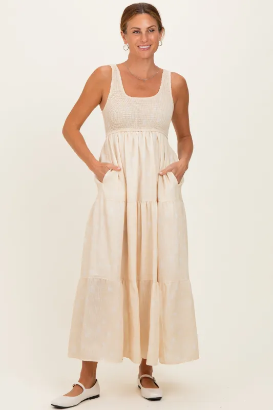 Light Yellow Floral Tiered Maxi Dress made by BaeVely