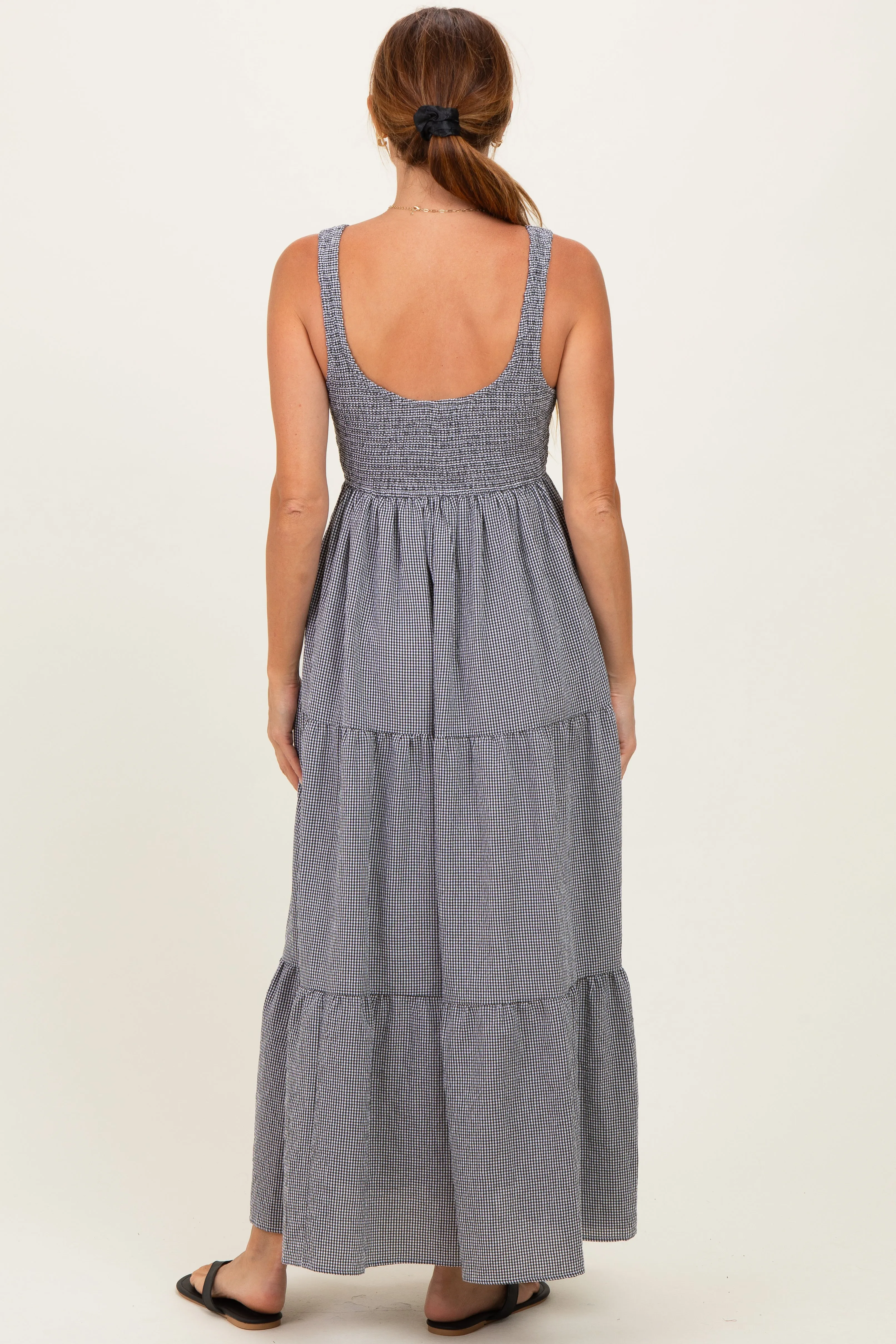 Black Gingham Smocked Bodice Maxi Dress sold by Pinkblush product image thumbnail 3