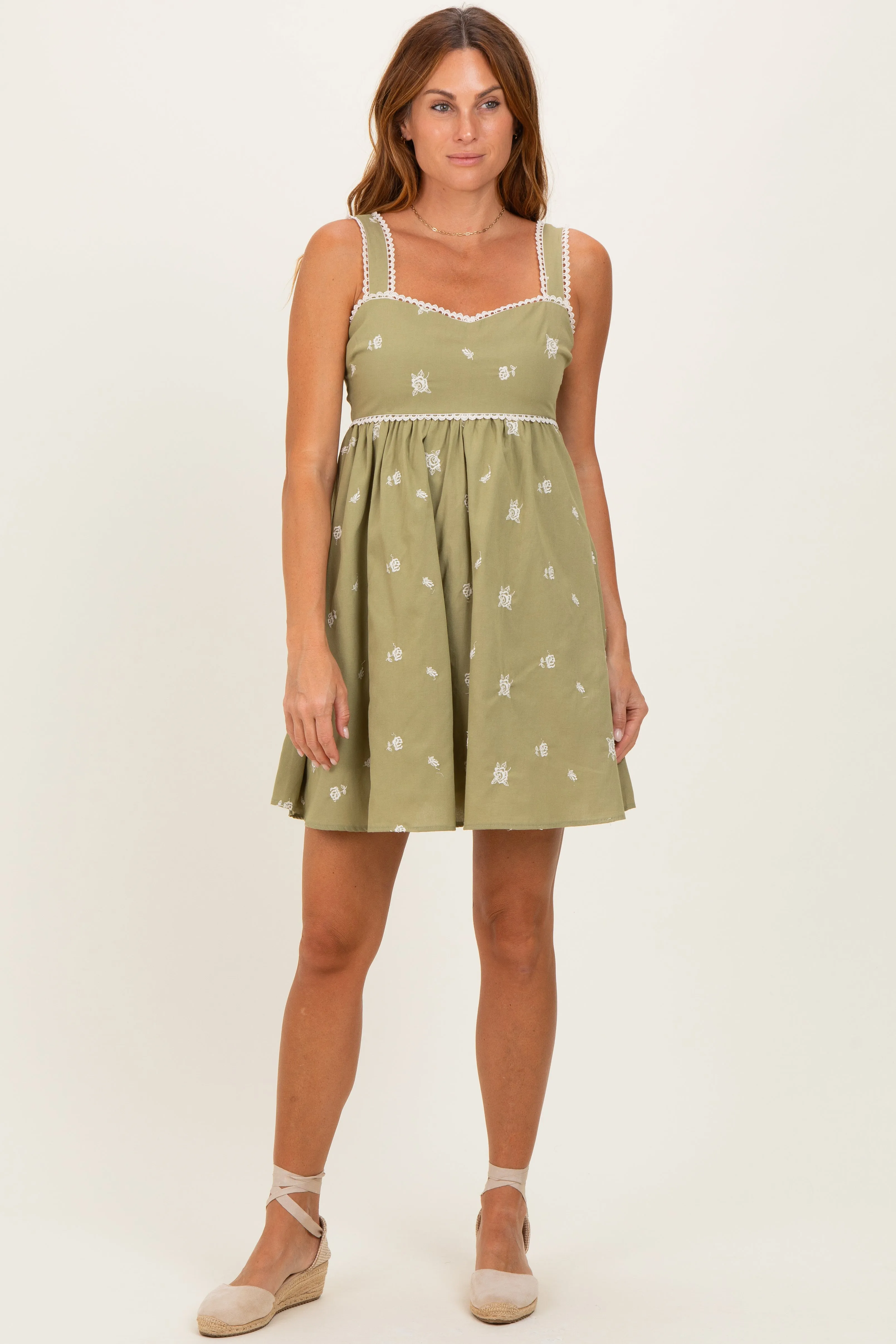 Sage Floral Scallop Trim Mini Dress sold by Pinkblush product image thumbnail 2