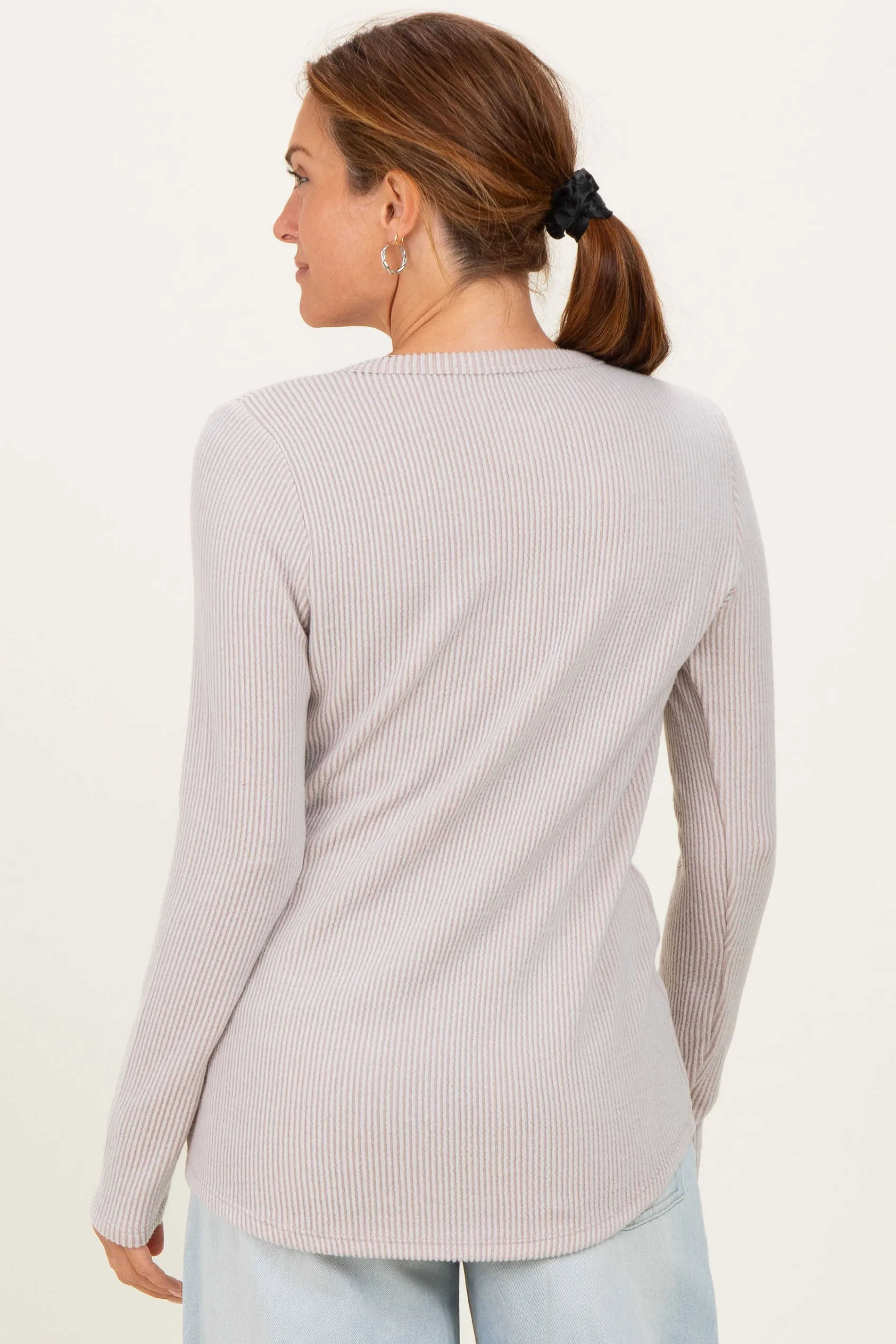 Oatmeal Contrast Long Sleeve Thermal Top sold by Pinkblush product image thumbnail 3