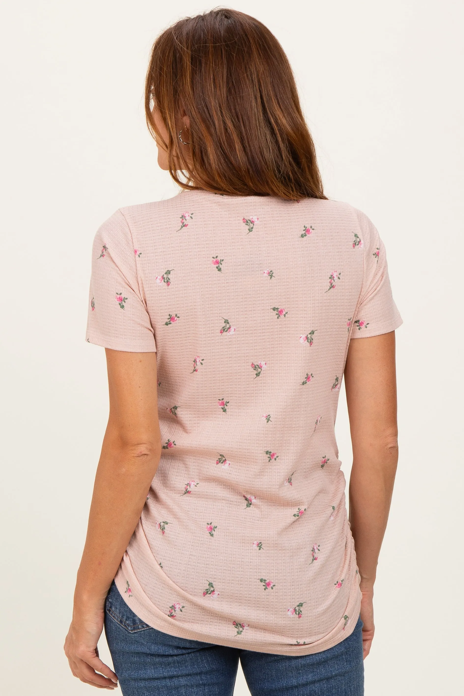 Taupe Floral Wrap Fitted Nursing Top sold by Pinkblush product image thumbnail 3