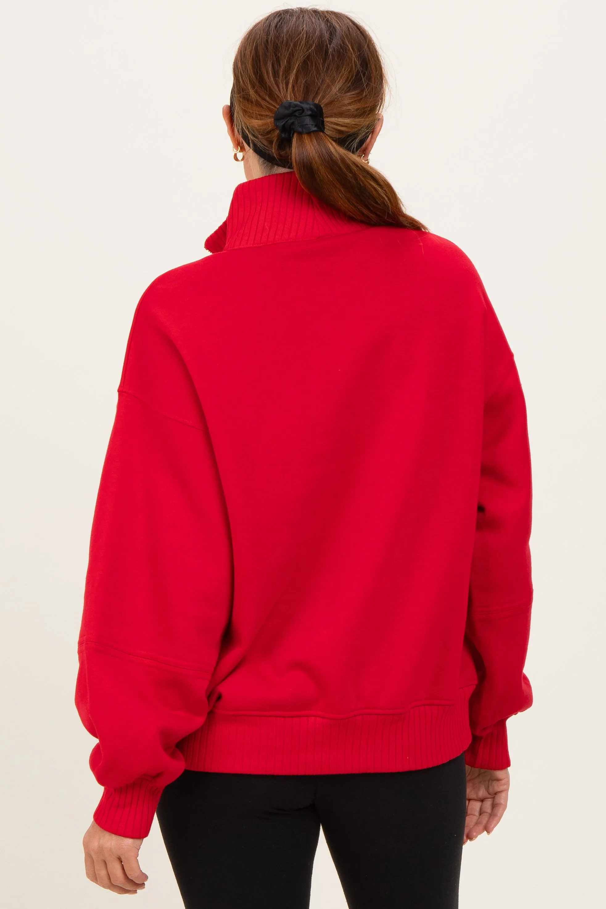 Red French Terry Quarter Zip Pullover sold by Pinkblush product image thumbnail 5