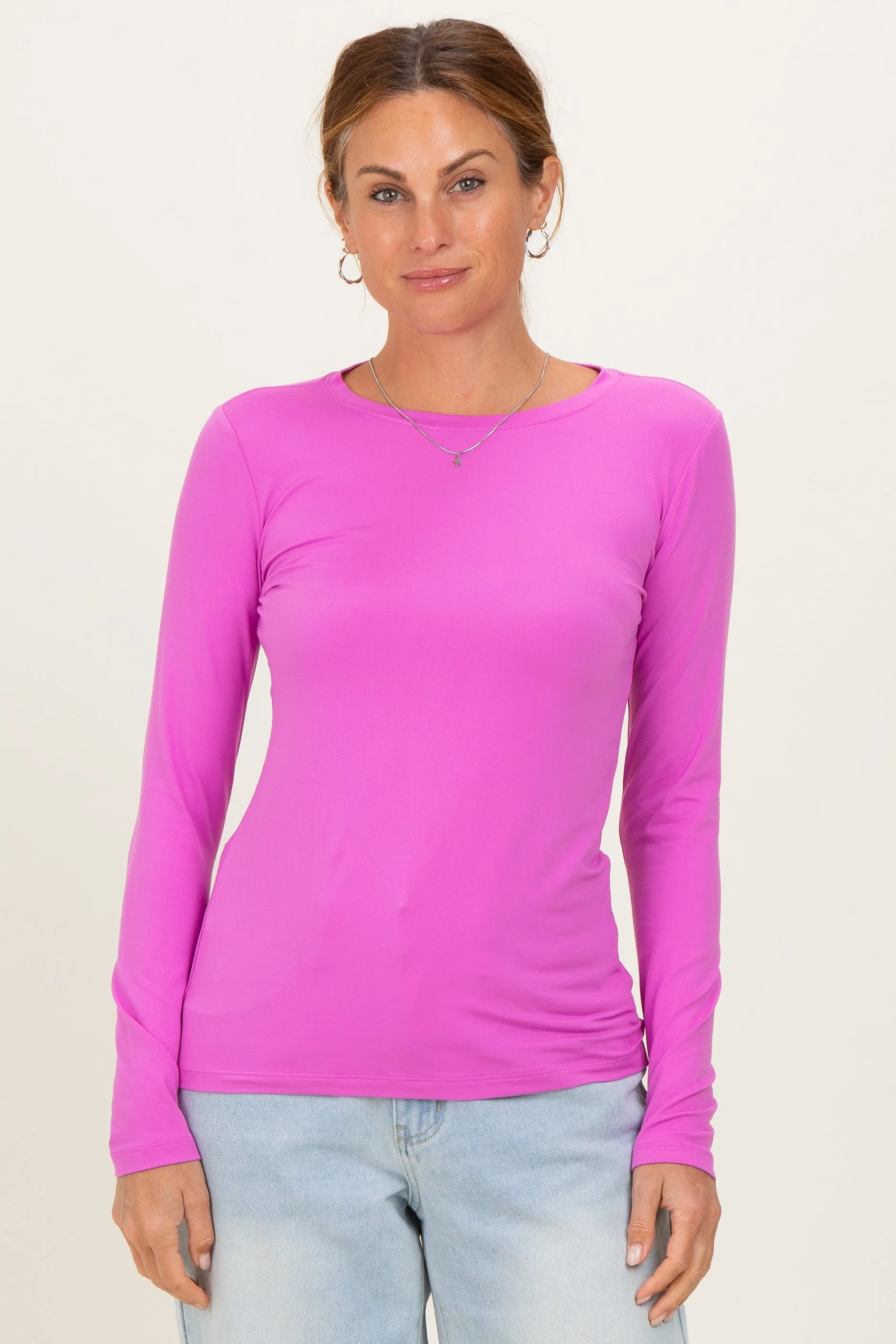 Bright Mauve Basic Long Sleeve Top sold by Pinkblush