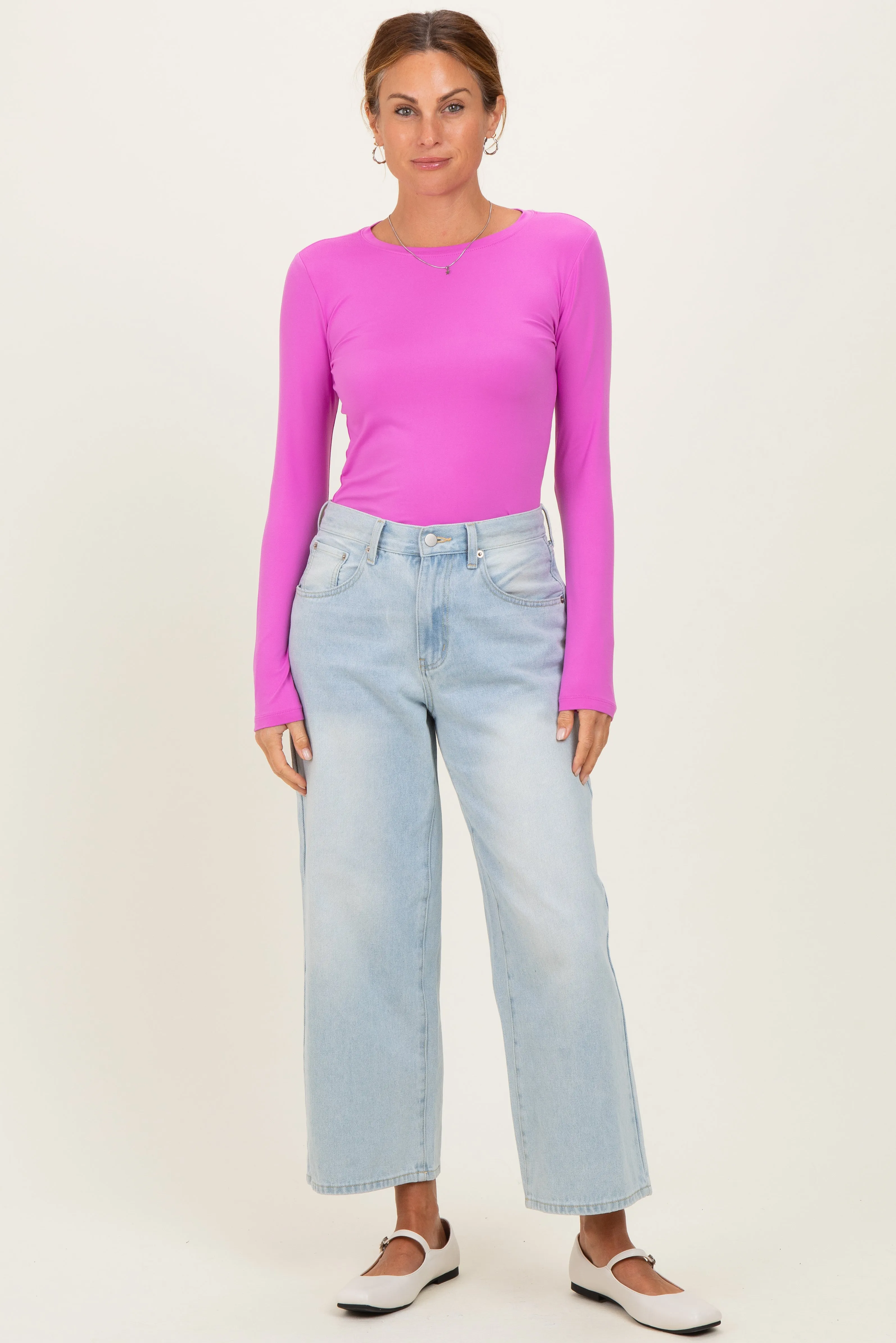 Bright Mauve Basic Long Sleeve Top sold by Pinkblush product image thumbnail 2