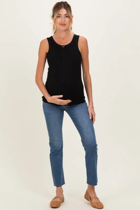 Blue Slim Fit Raw Hem Maternity Jeans made by Pinkblush