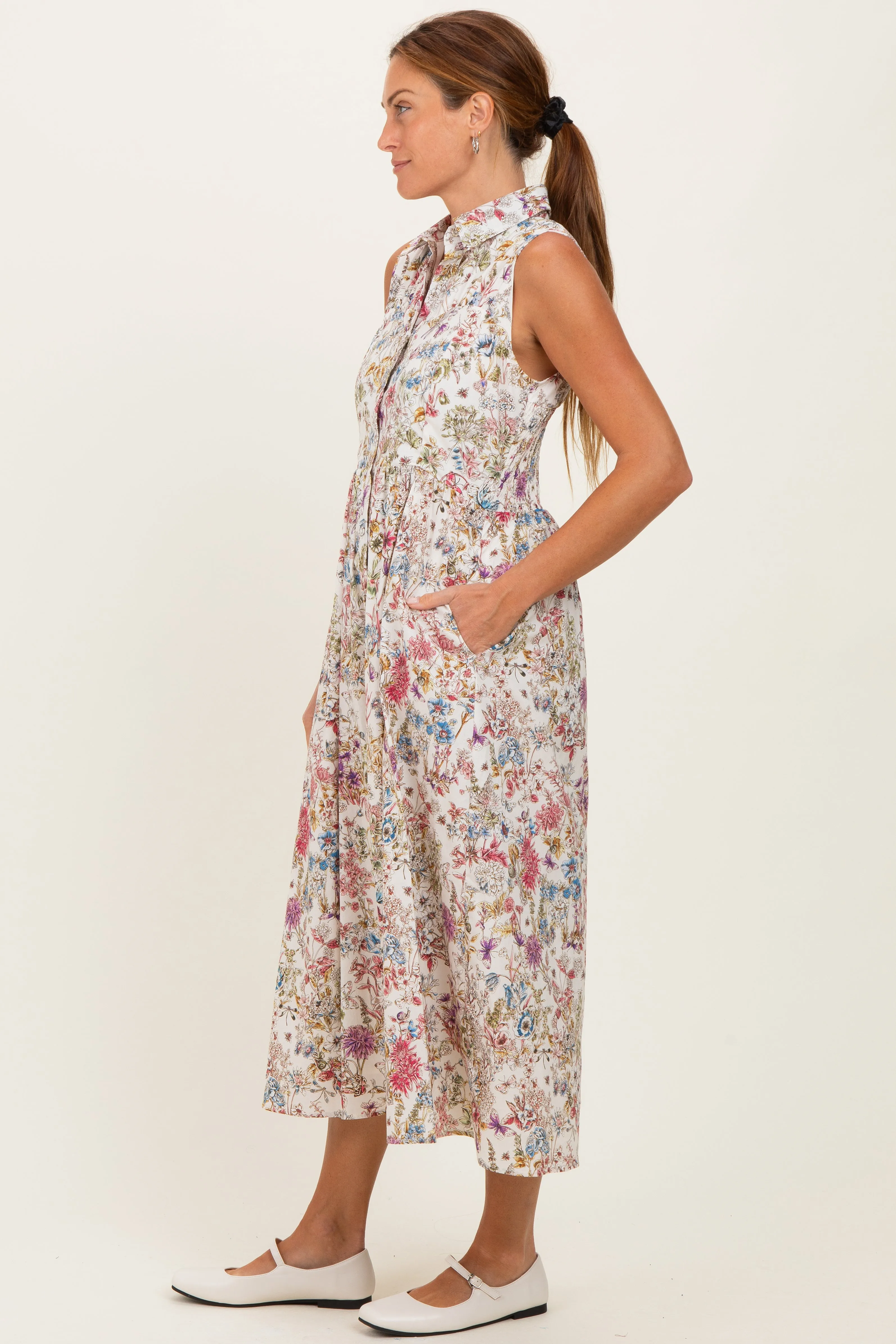 Multicolor Garden Print Sleeveless Shirt Dress sold by Pinkblush product image thumbnail 2