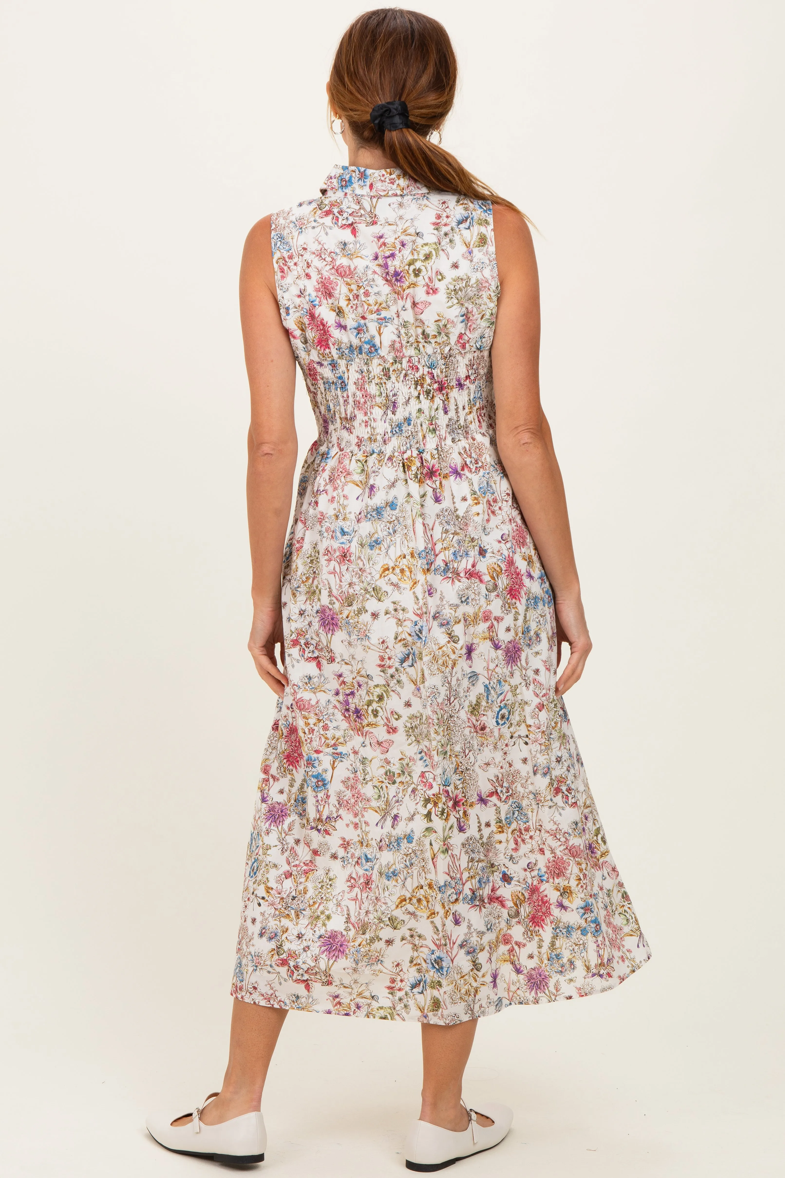 Multicolor Garden Print Sleeveless Shirt Dress sold by Pinkblush product image thumbnail 3