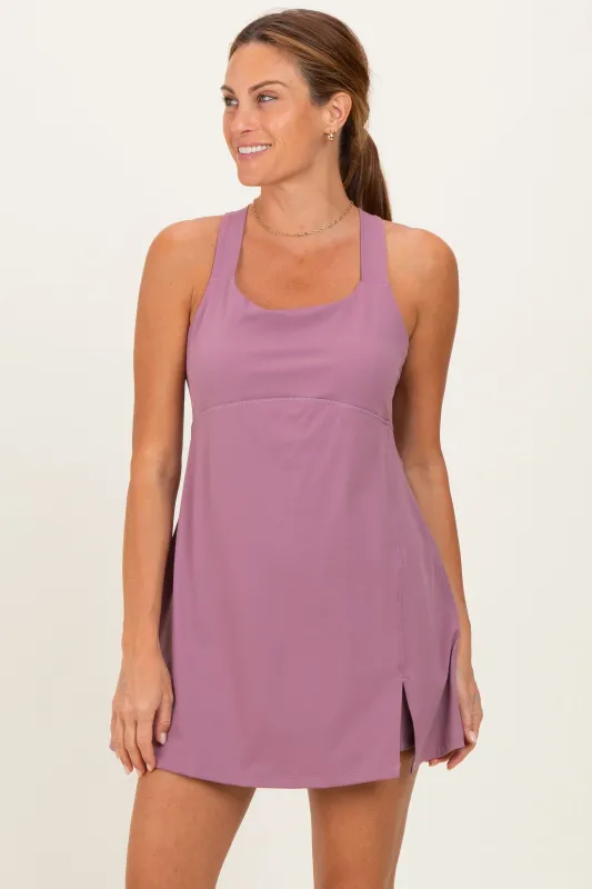 Dark Mauve Racerback Active Romper Dress made by Hello MIZ