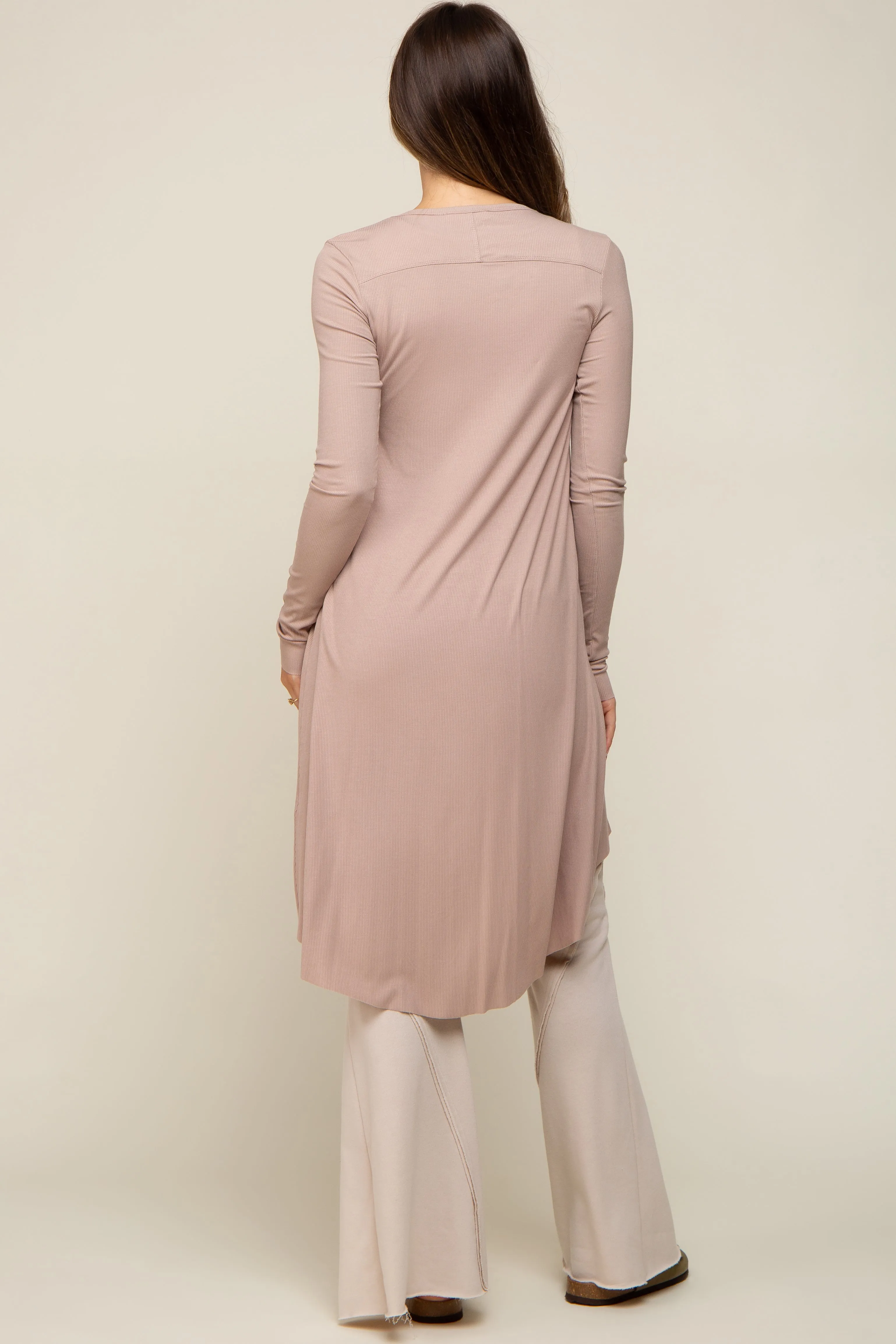 Beige Button Front Knit Maternity Cardigan sold by Pinkblush product image thumbnail 3