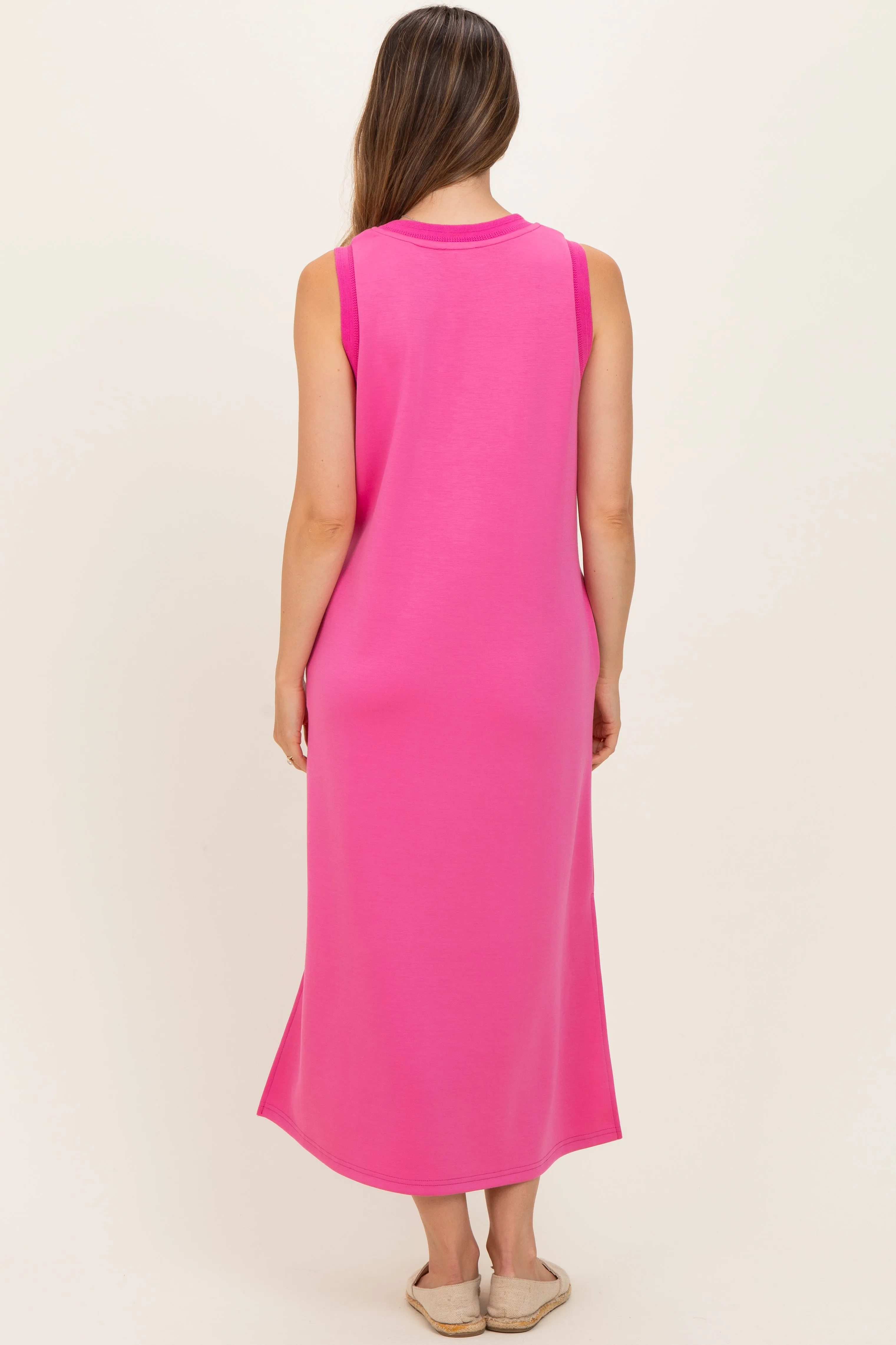 Fuchsia Sleeveless Maternity Midi Dress sold by Pinkblush product image thumbnail 3