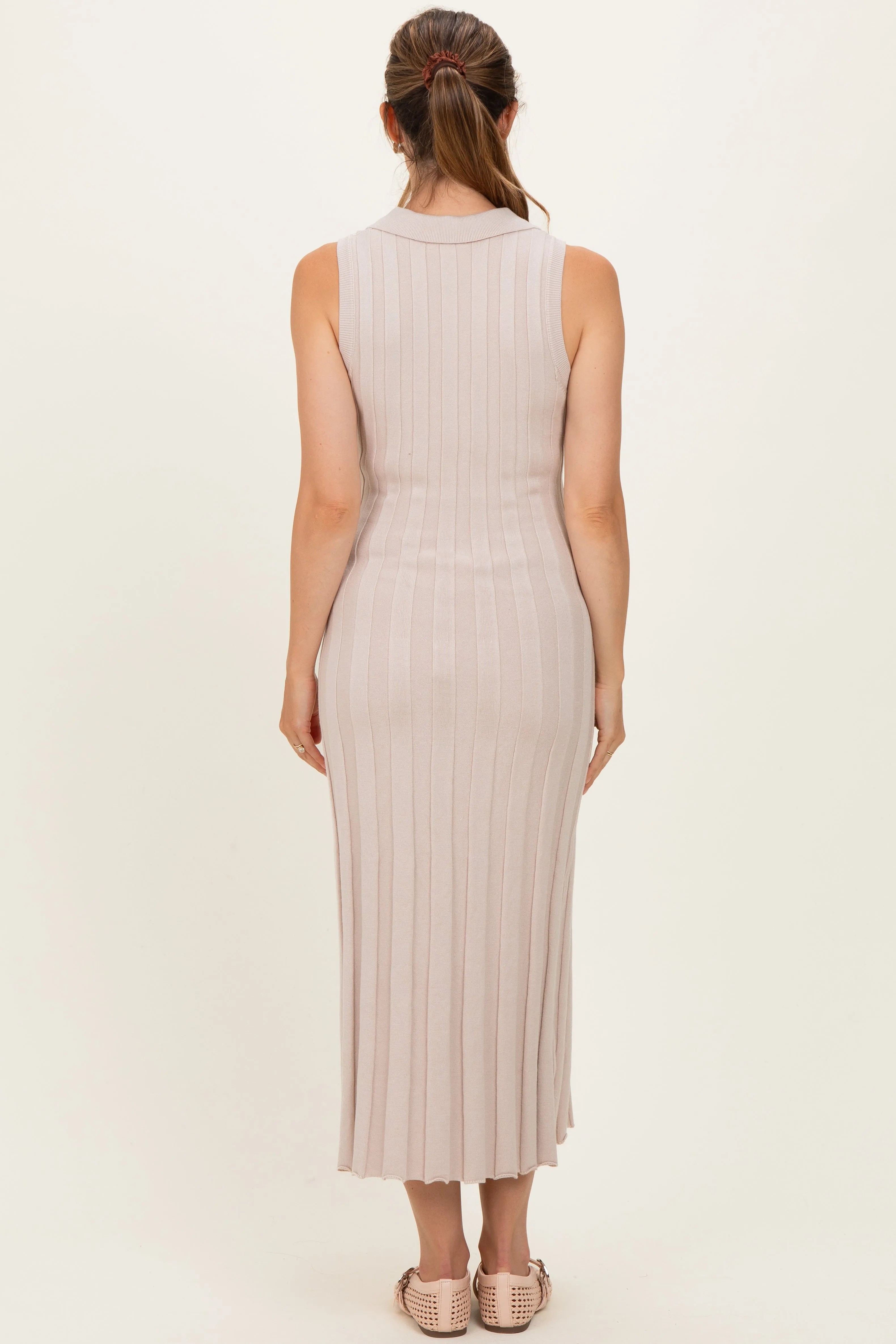 Sand Knit Collared Sleeveless Maternity Maxi Dress sold by Pinkblush product image thumbnail 3