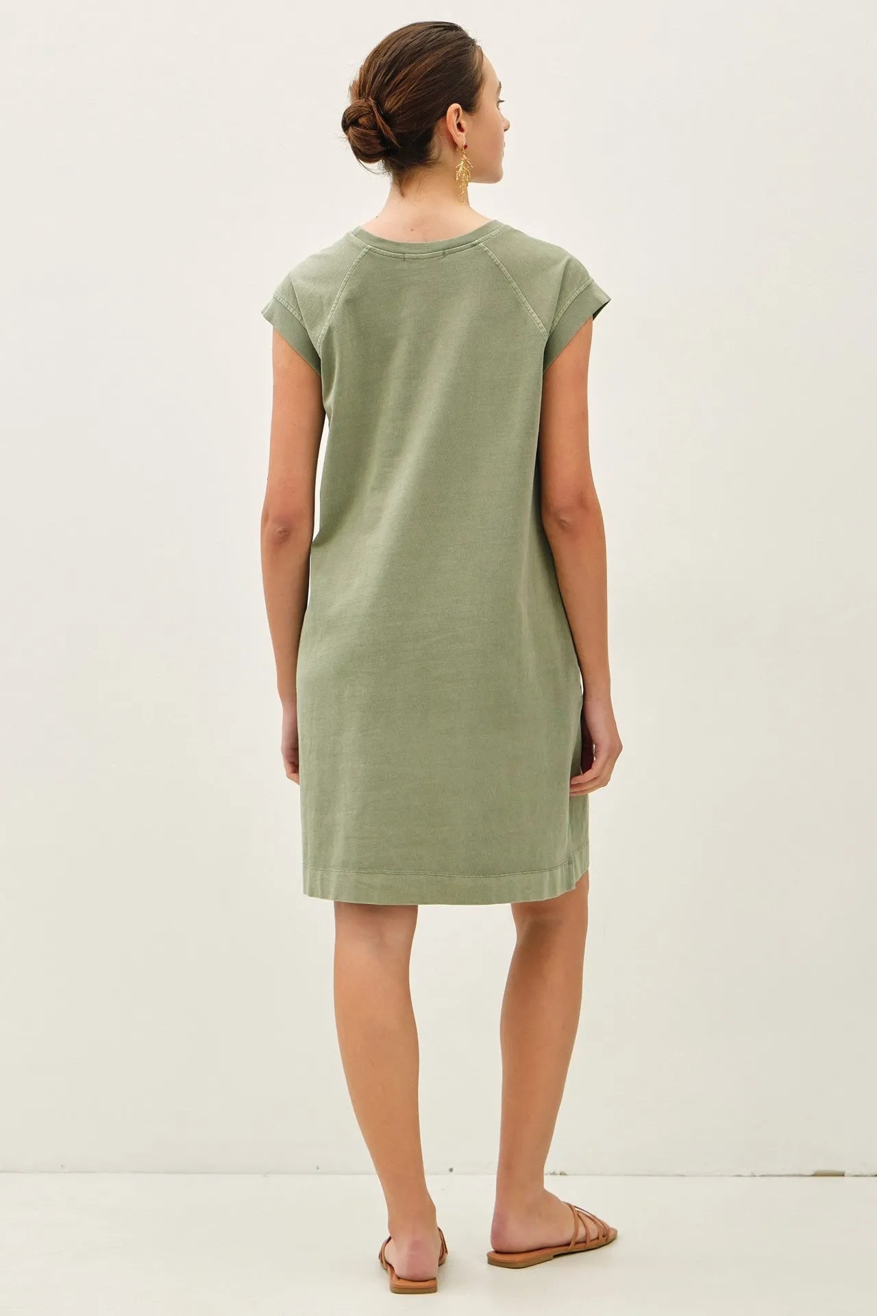 Olive Garment Washed Casual Capped Sleeve Dress sold by Pinkblush product image thumbnail 3