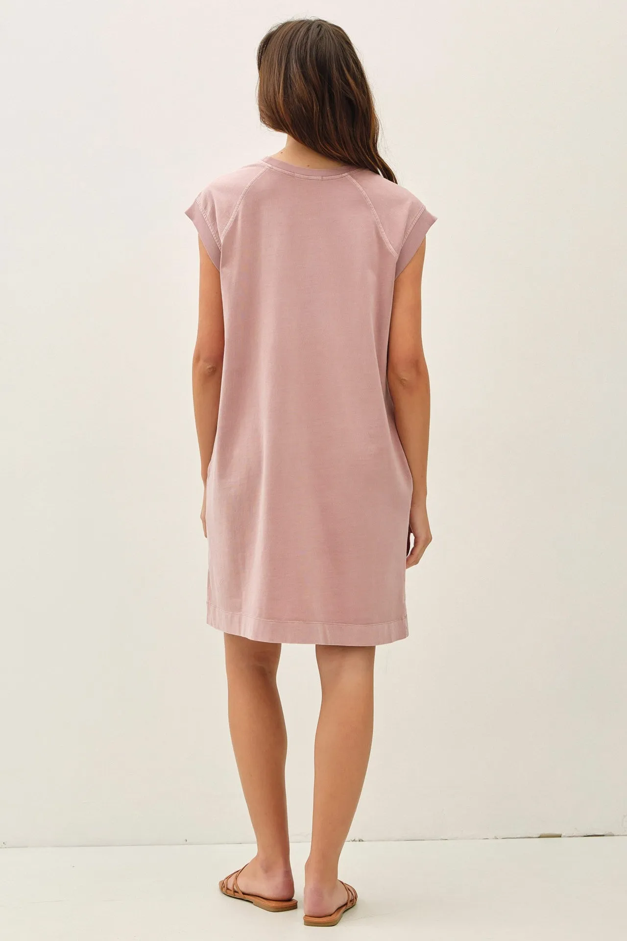 Pink Garment Washed Casual Capped Sleeve Dress sold by Pinkblush product image thumbnail 4