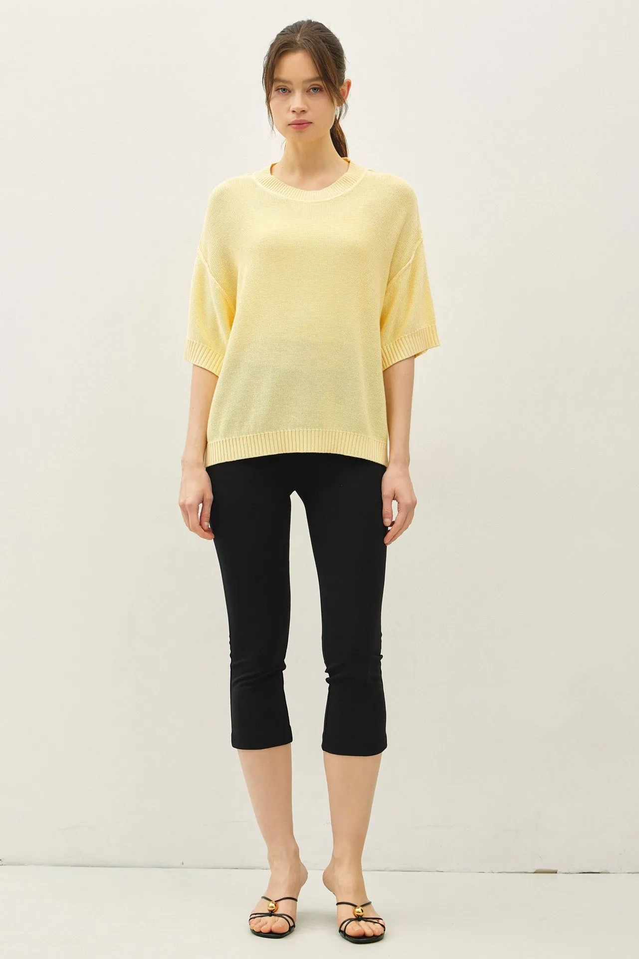 Yellow Oversize Cut Sweater Top With Raw Edge sold by Pinkblush product image thumbnail 2
