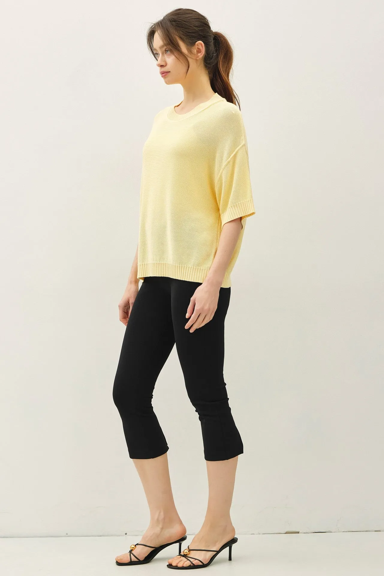 Yellow Oversize Cut Sweater Top With Raw Edge sold by Pinkblush product image thumbnail 3