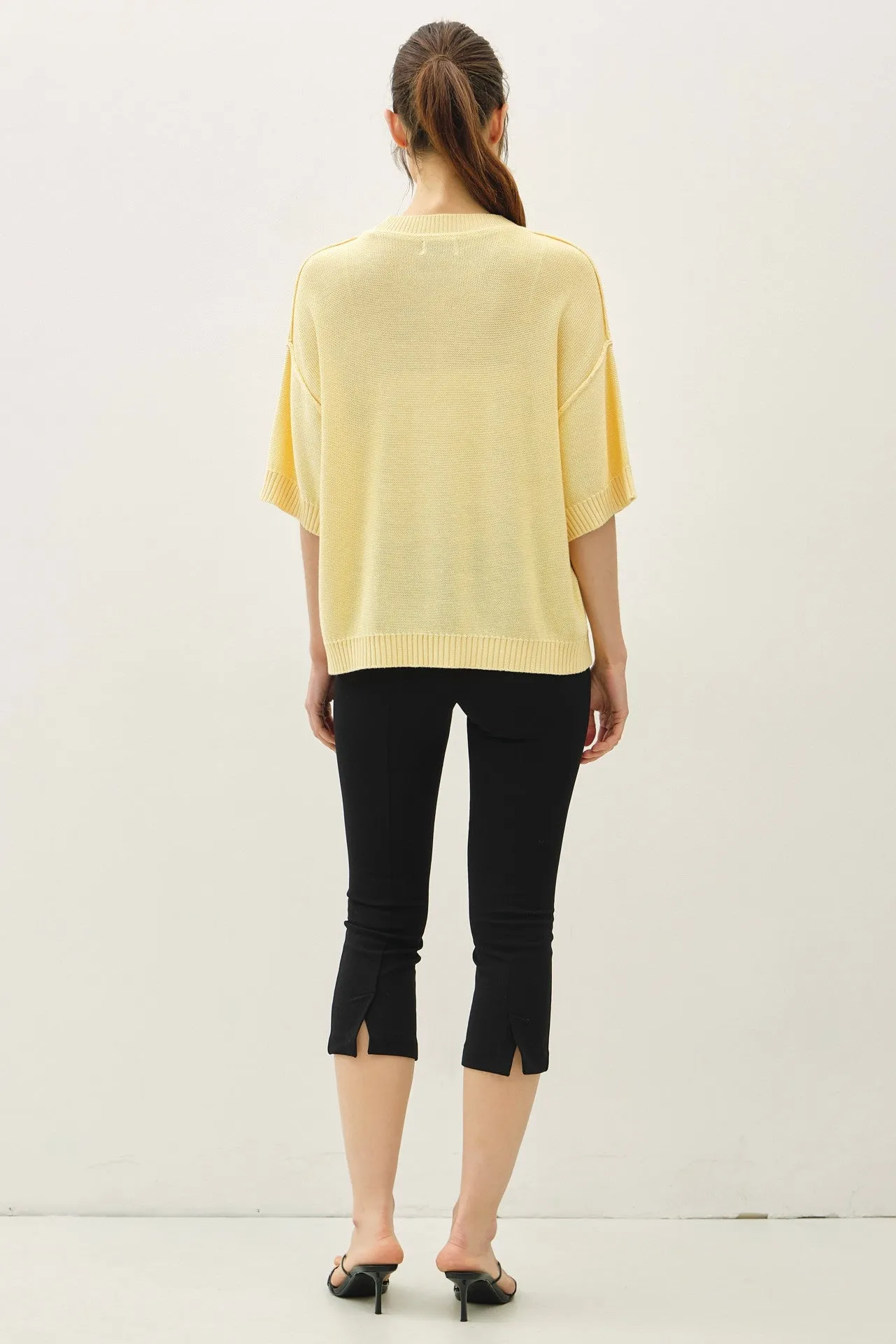 Yellow Oversize Cut Sweater Top With Raw Edge sold by Pinkblush product image thumbnail 4