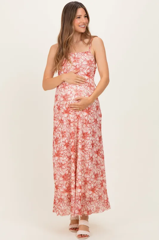 Red Floral Maternity Midi Dress made by Promesa