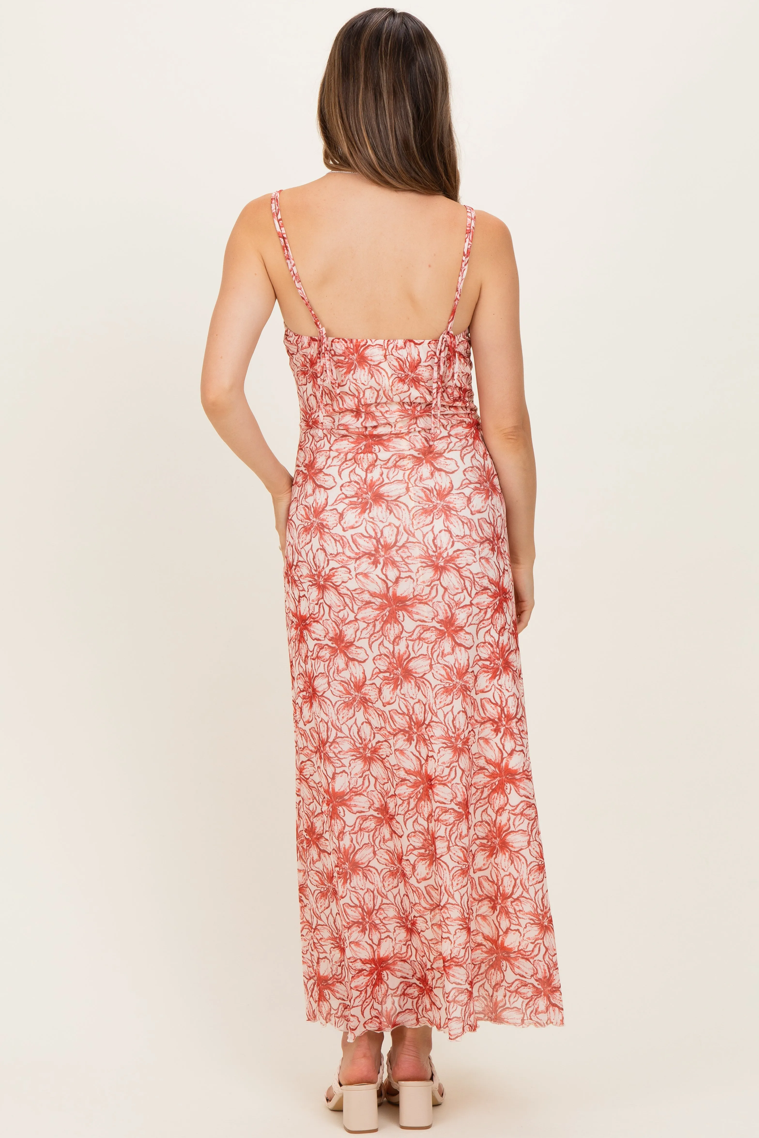 Red Floral Maternity Midi Dress sold by Pinkblush product image thumbnail 3