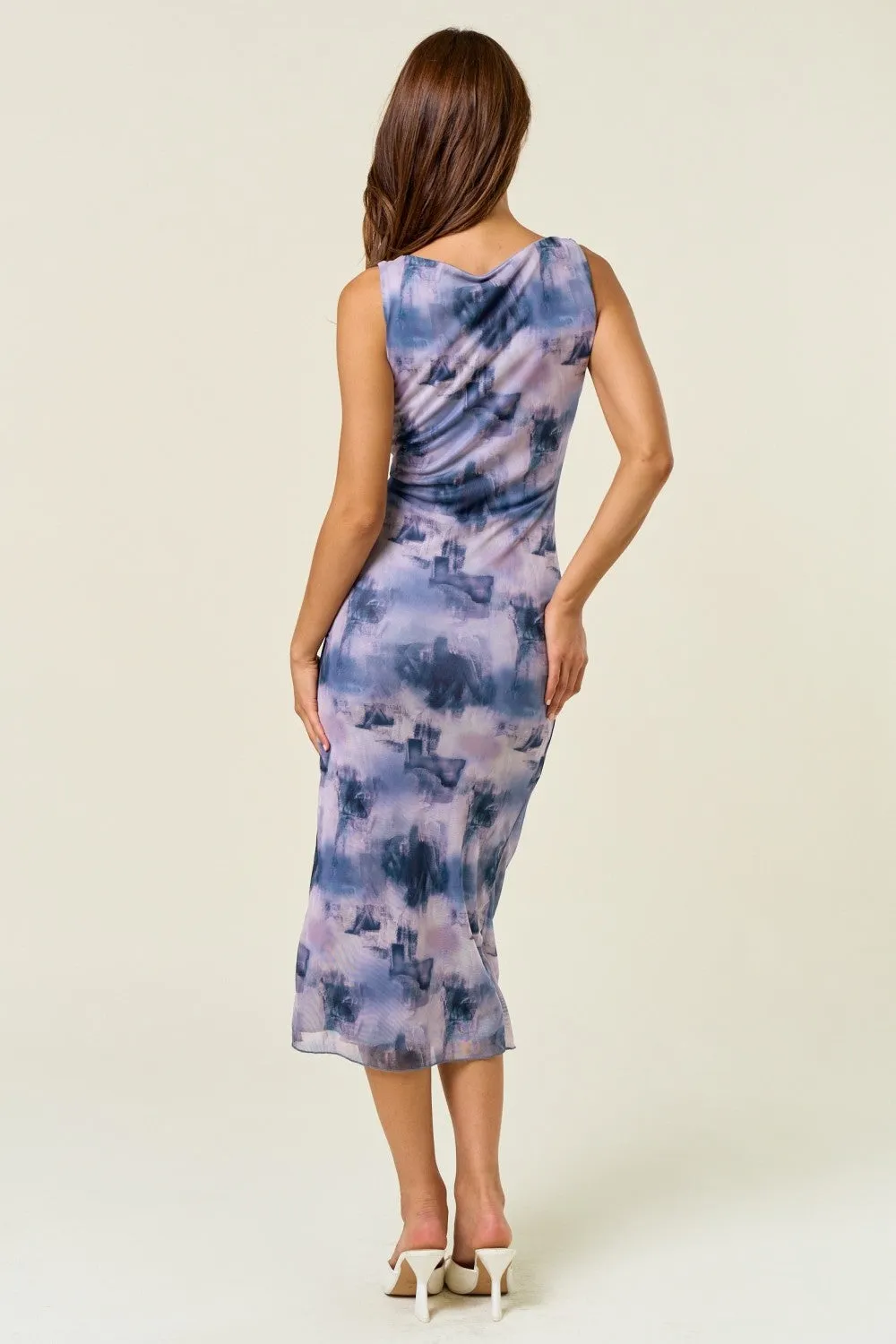 Blue Sleeveless Mesh Dress sold by Pinkblush product image thumbnail 4