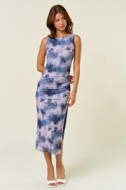 Blue Sleeveless Mesh Dress made by Blue Blush