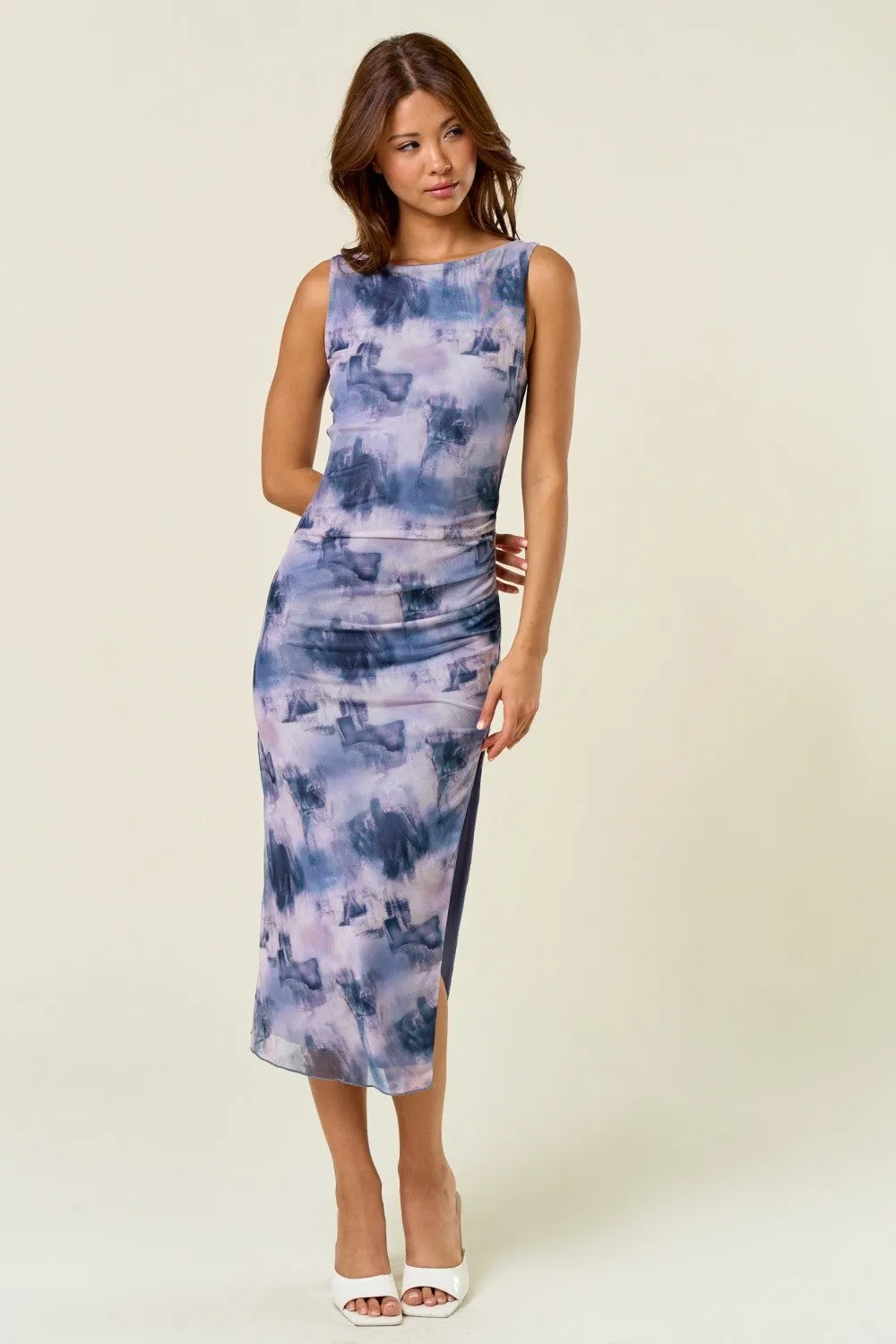 Blue Sleeveless Mesh Dress sold by Pinkblush