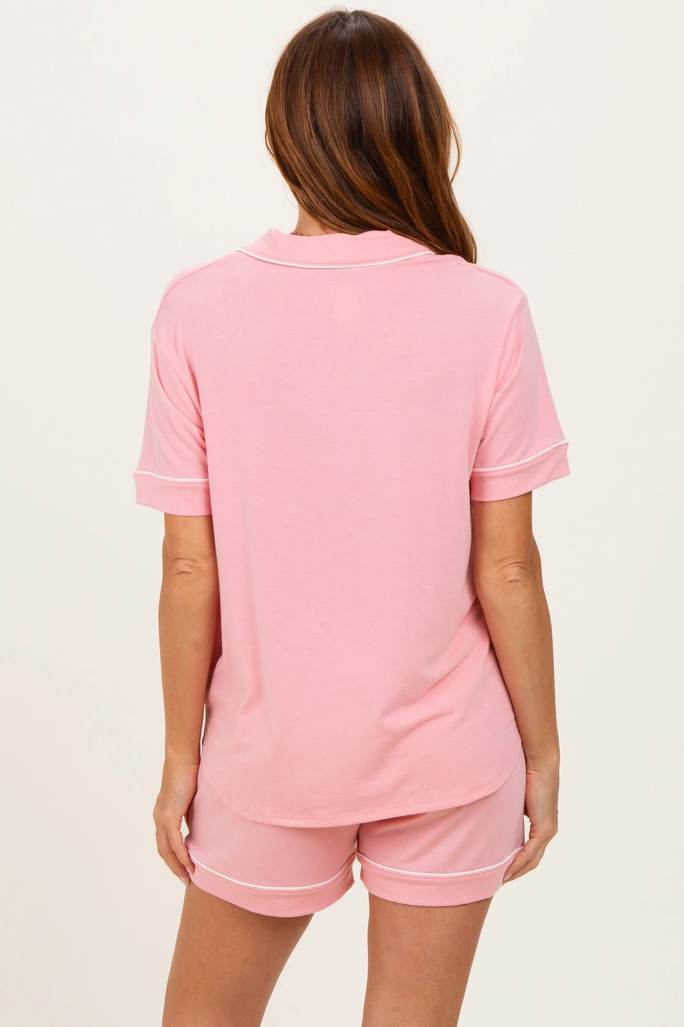 Pink Short Sleeve Button Down Shirt Shorts Set sold by Pinkblush product image thumbnail 4