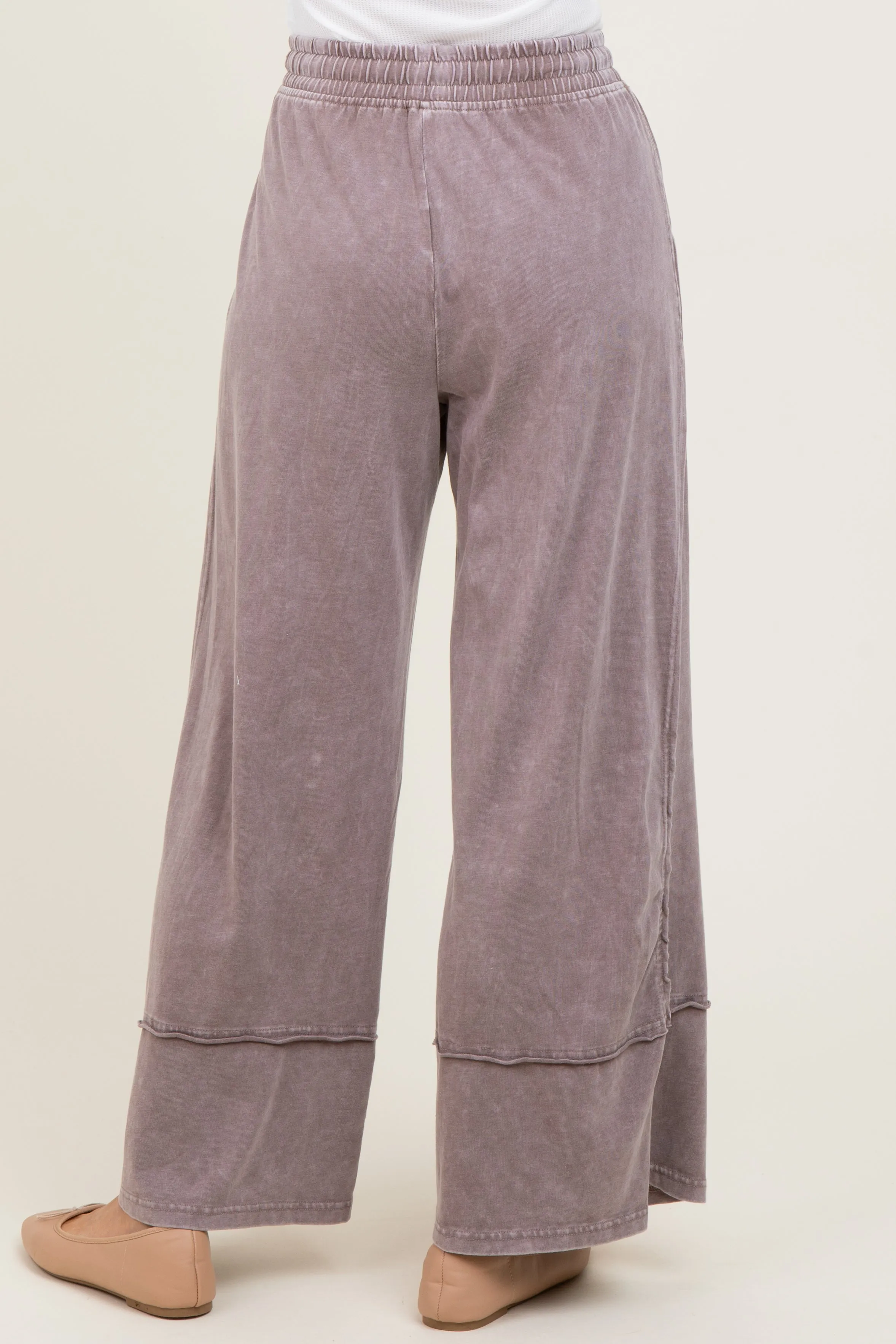 Mocha Mineral Wash Wide Leg Ankle Pants sold by Pinkblush product image thumbnail 4