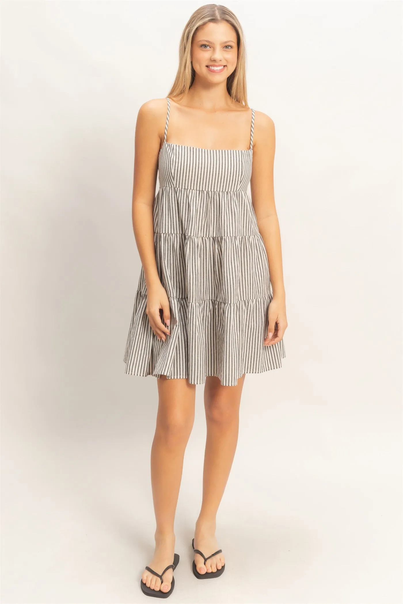 Black Striped Tiered Cutout Dress sold by Pinkblush product image thumbnail 3