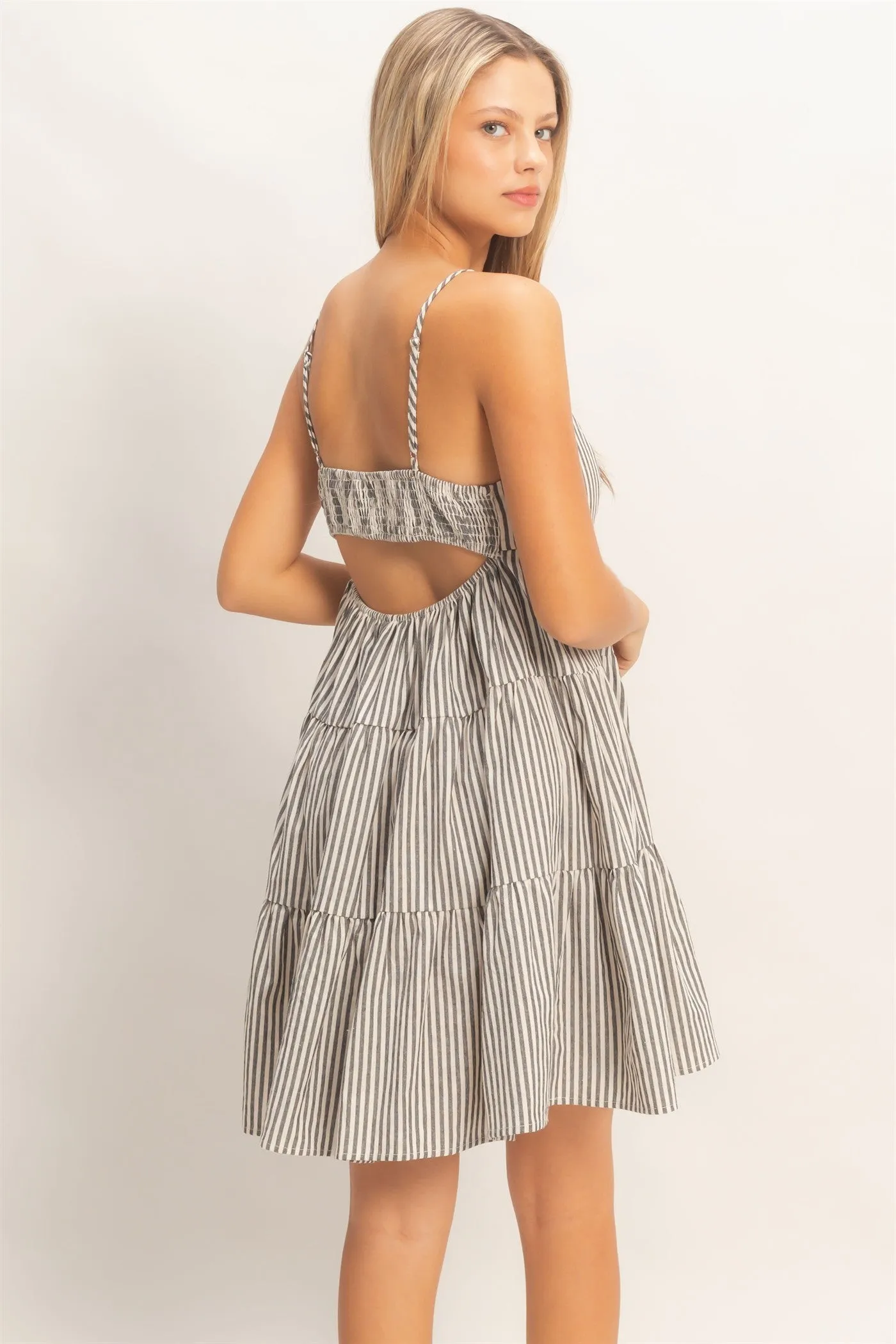 Black Striped Tiered Cutout Dress sold by Pinkblush product image thumbnail 2