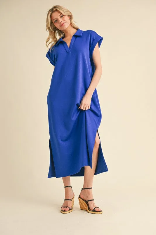 Royal Collared Pocket Midi Dress sold by Pinkblush