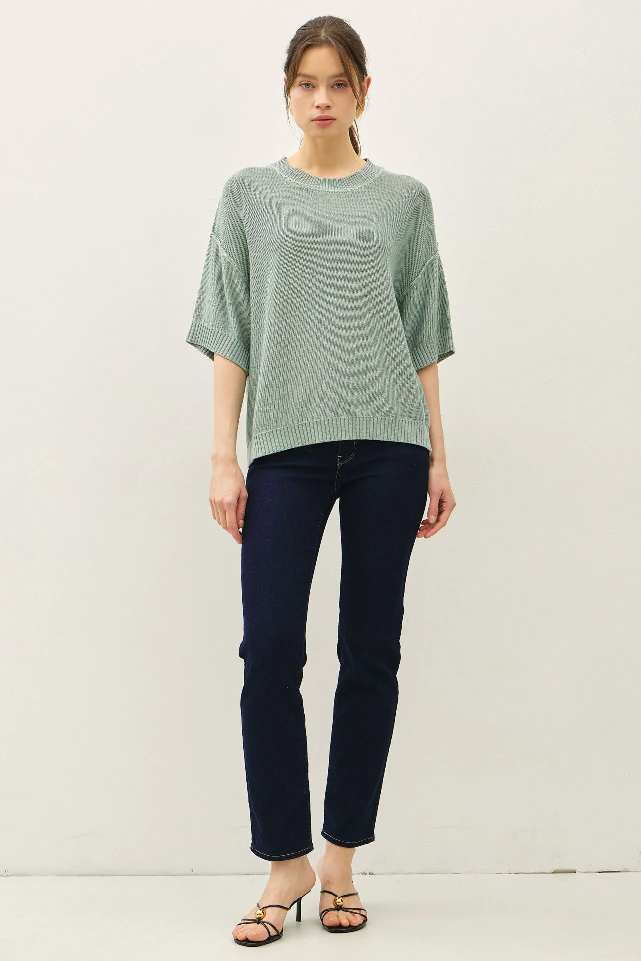 Jade Oversize Cut Sweater Top With Raw Edge sold by Pinkblush product image thumbnail 2