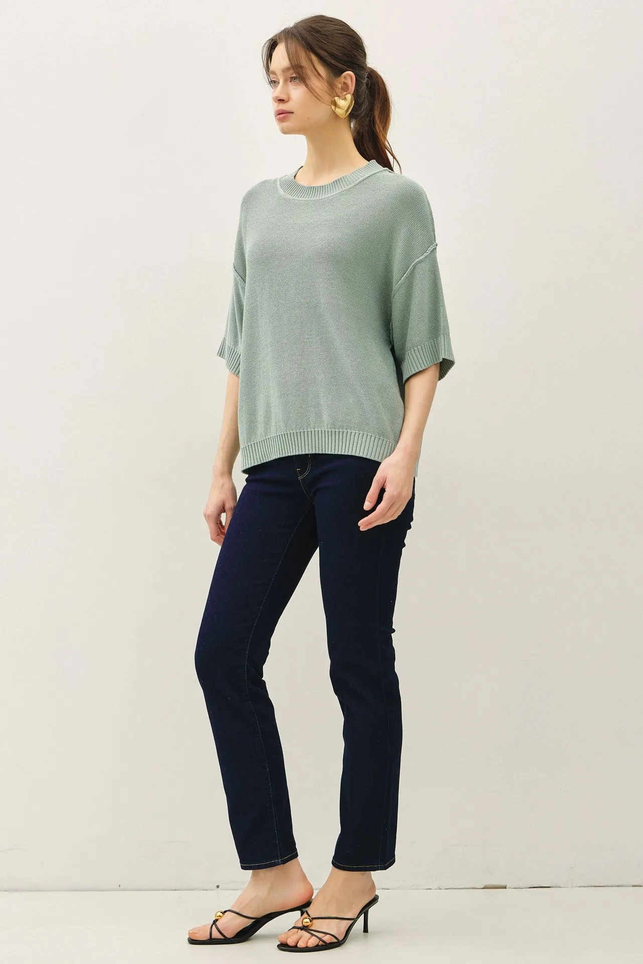 Jade Oversize Cut Sweater Top With Raw Edge sold by Pinkblush product image thumbnail 3
