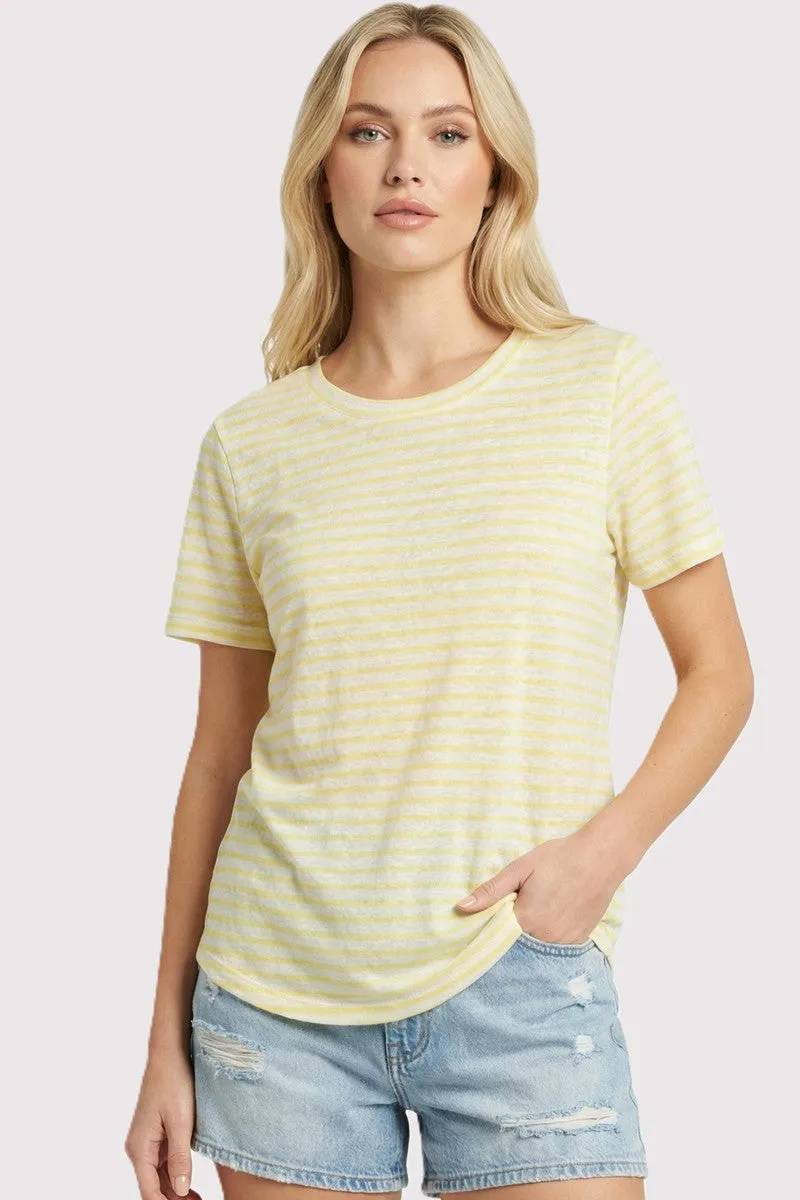 Yellow Striped Short Sleeve Top sold by Pinkblush