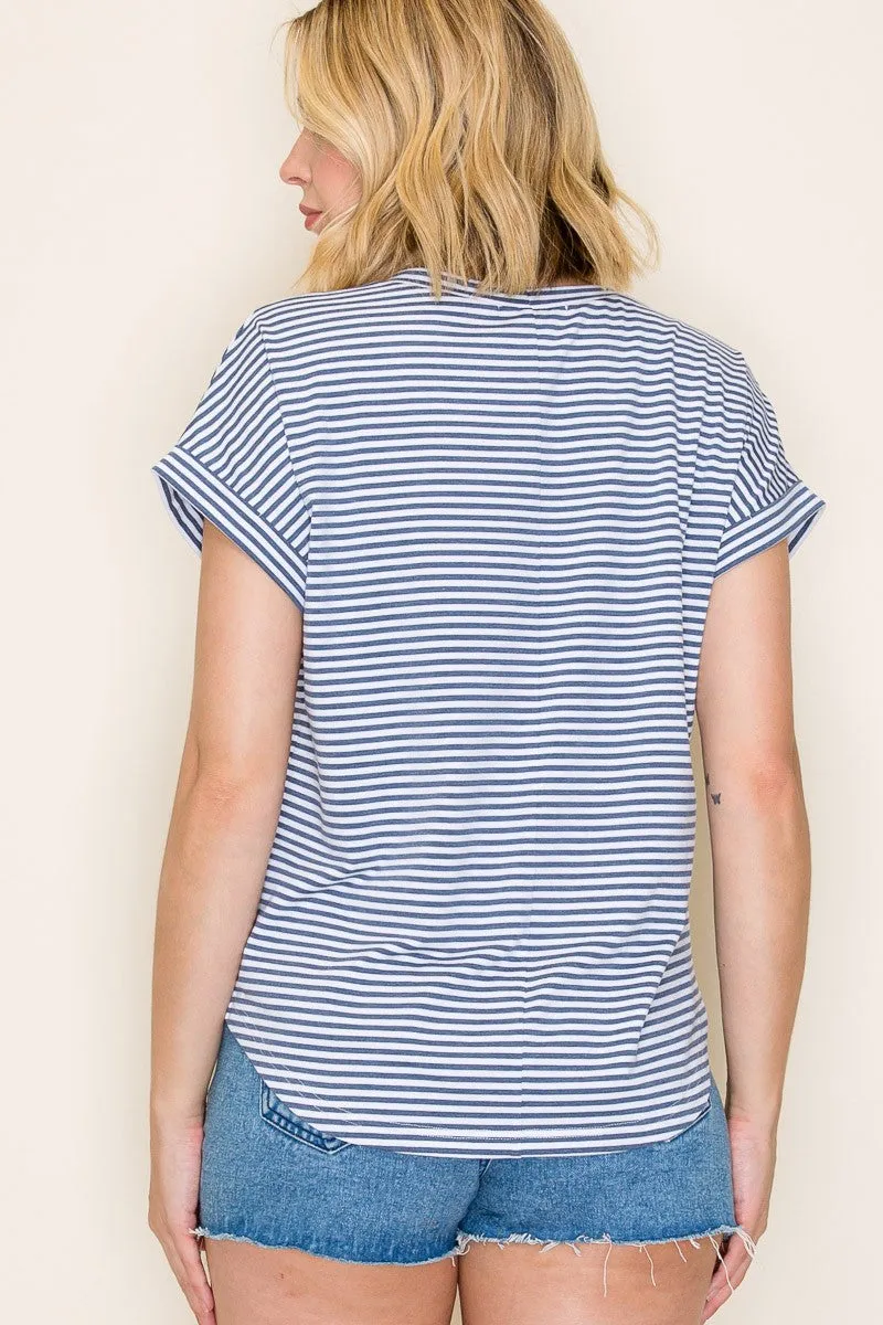 Denim Blue Striped Short Sleeve Top sold by Pinkblush product image thumbnail 3