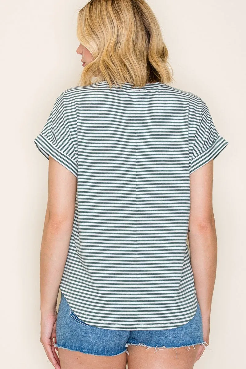 Green Striped Short Sleeve Top sold by Pinkblush product image thumbnail 2