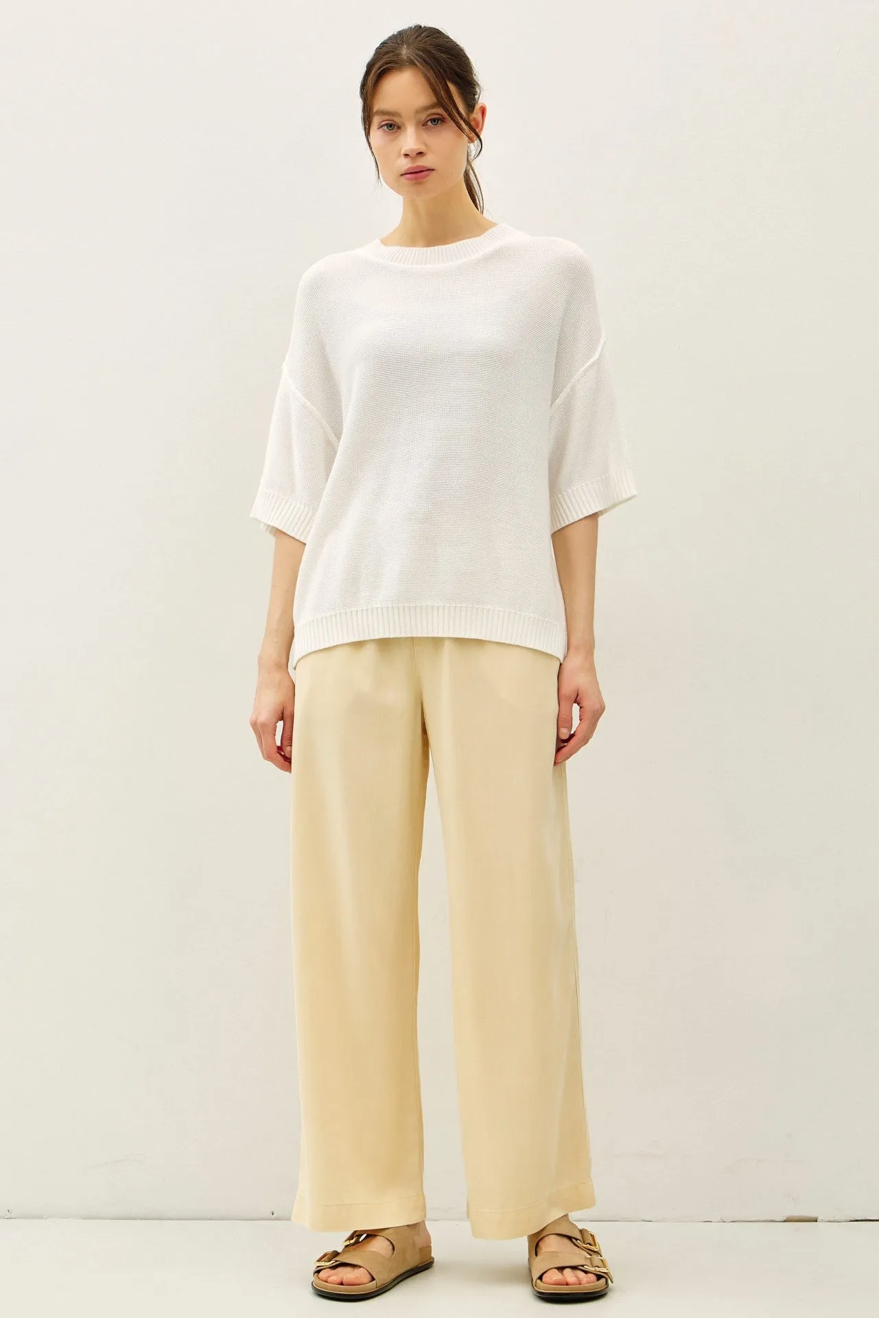 White Oversize Cut Sweater Top With Raw Edge sold by Pinkblush product image thumbnail 2