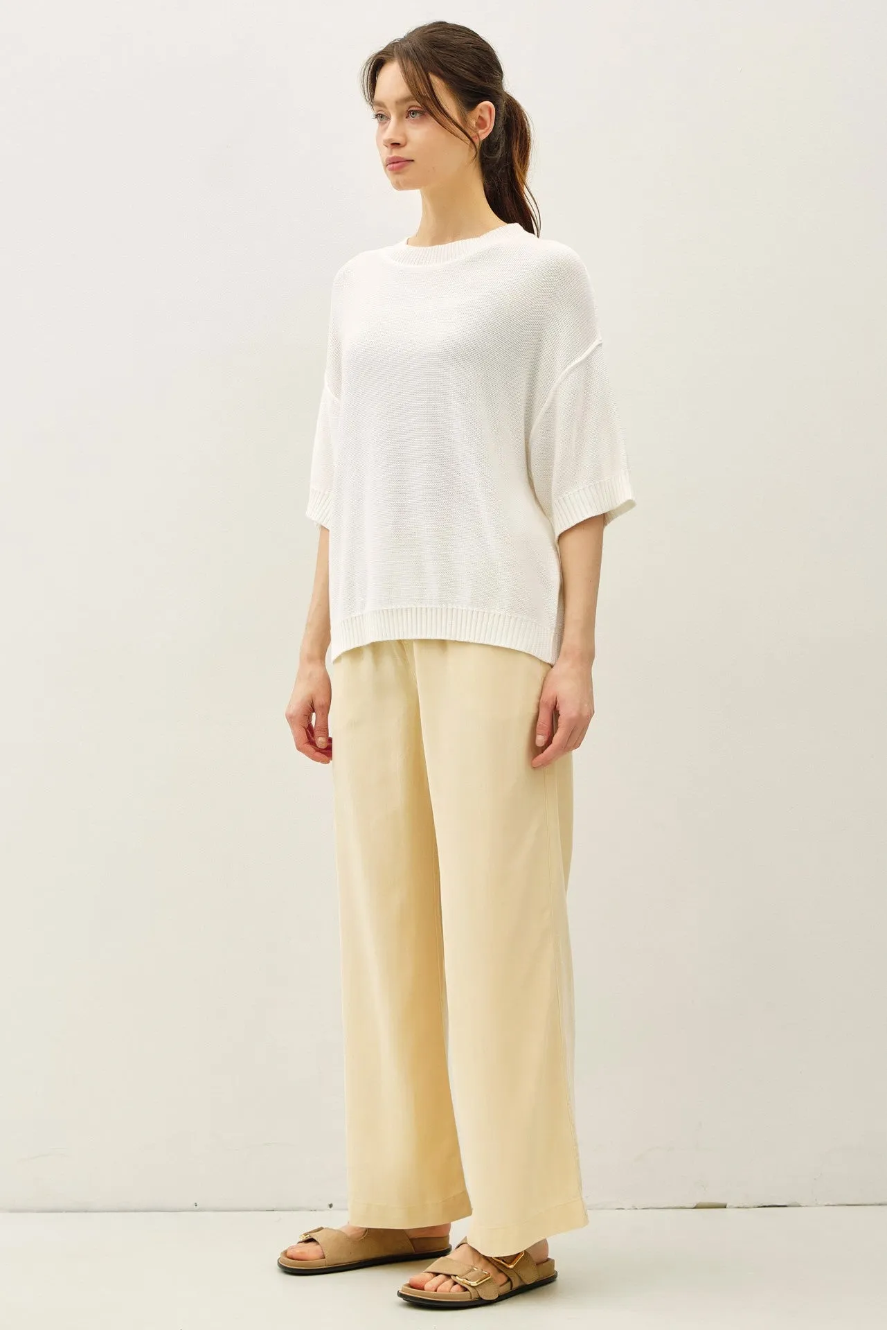 White Oversize Cut Sweater Top With Raw Edge sold by Pinkblush product image thumbnail 3