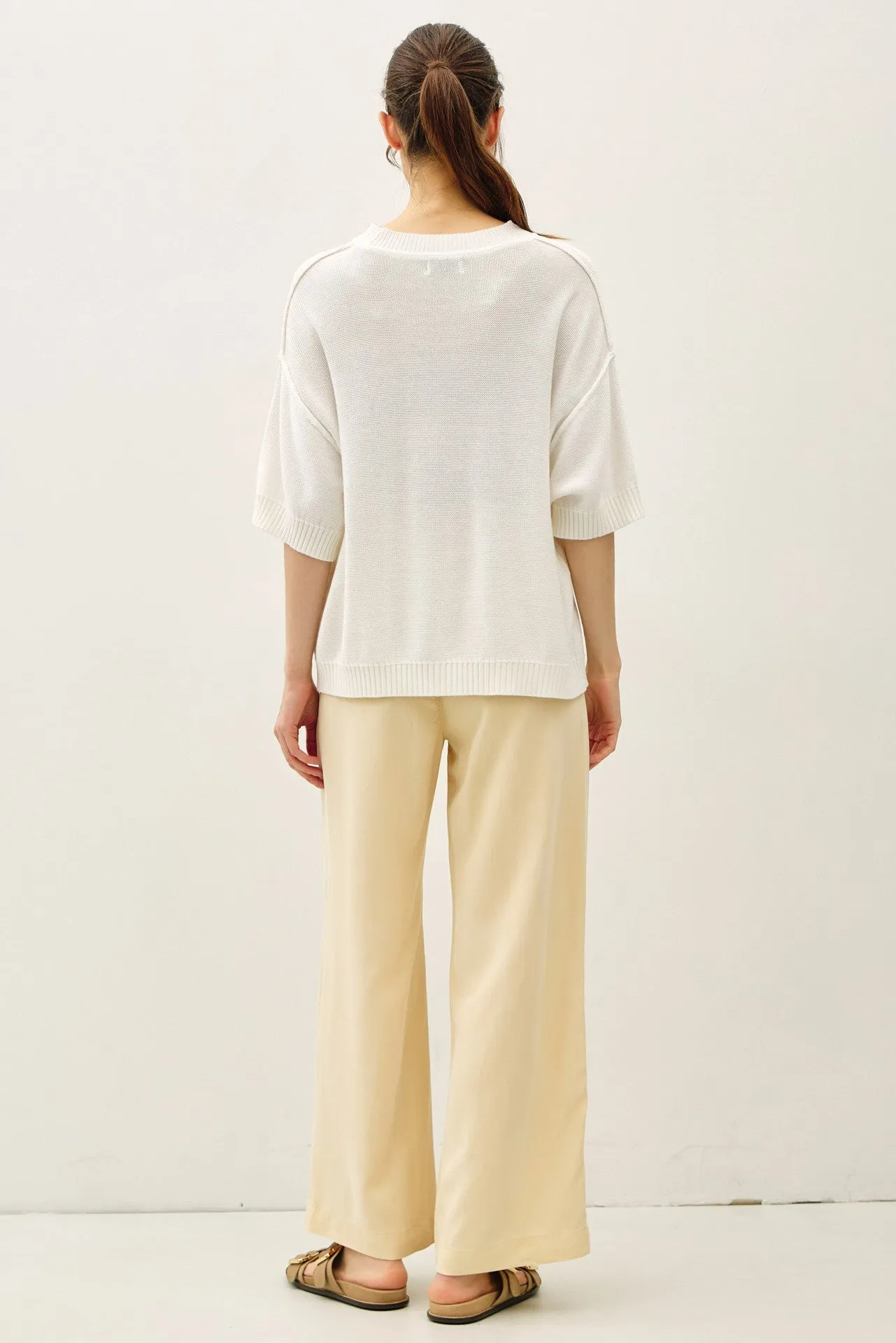 White Oversize Cut Sweater Top With Raw Edge sold by Pinkblush product image thumbnail 4