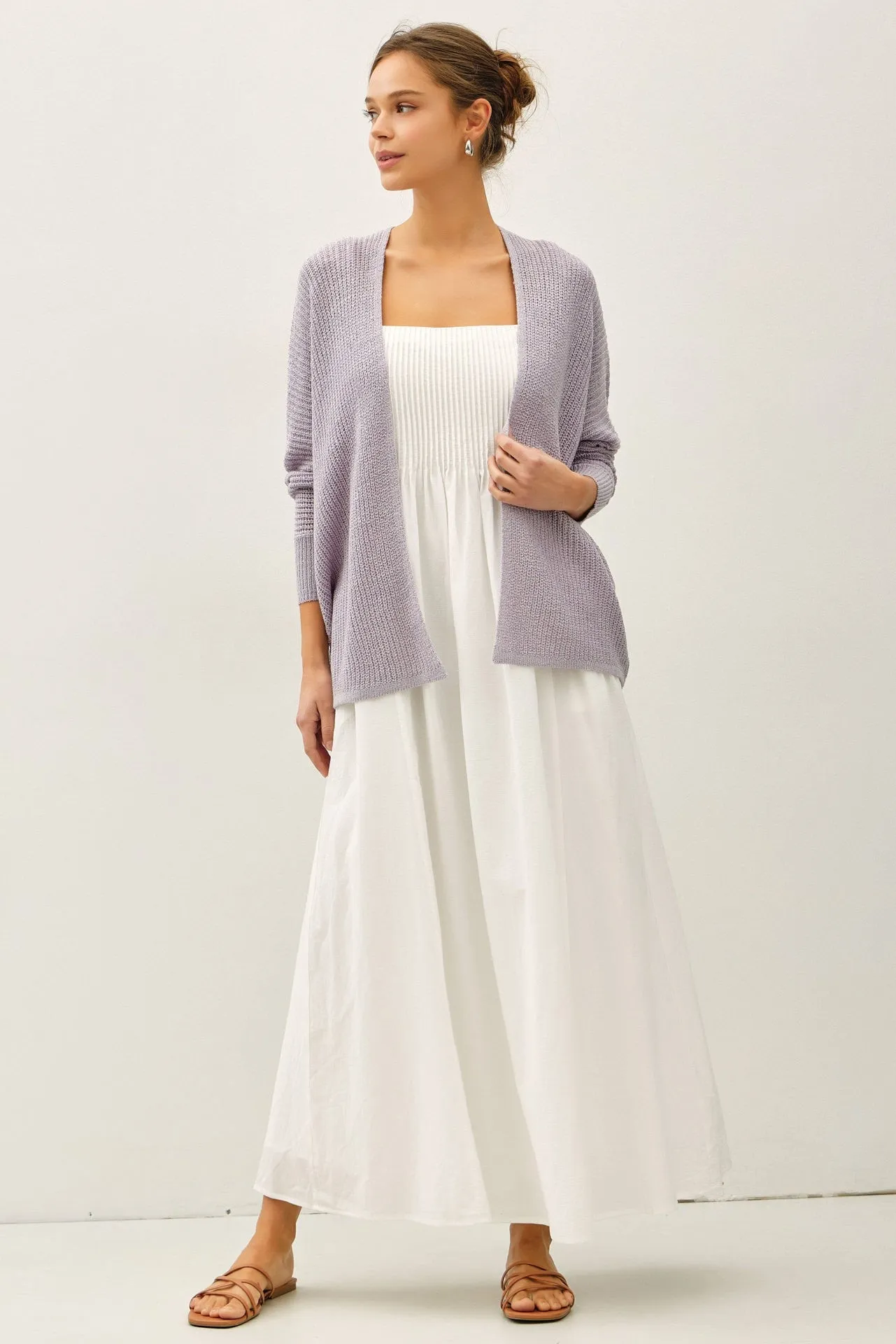 White Cotton Pintuck Tie Strap Maxi Dress sold by Pinkblush product image thumbnail 4