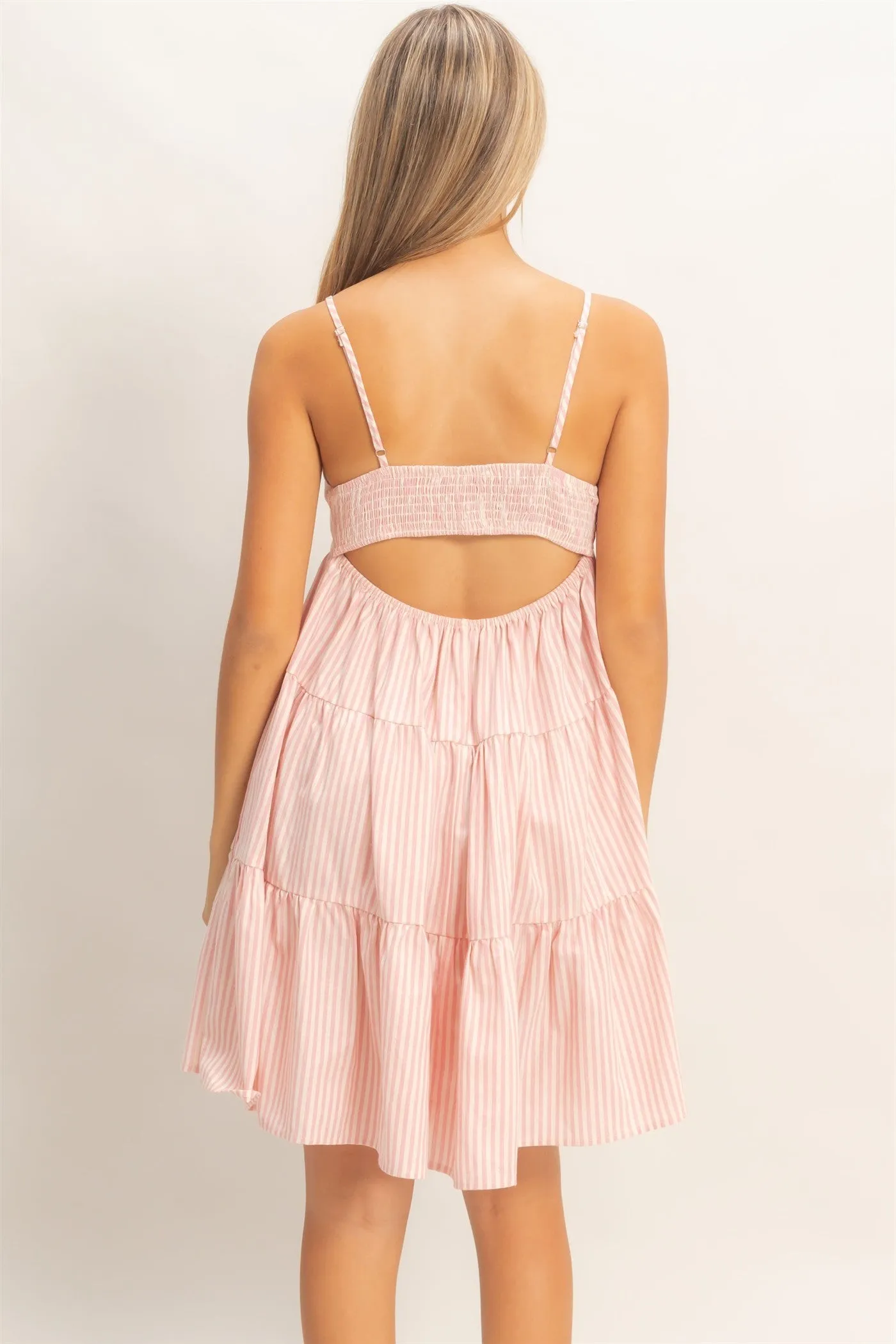 Pink Striped Tiered Cutout Dress sold by Pinkblush product image thumbnail 2